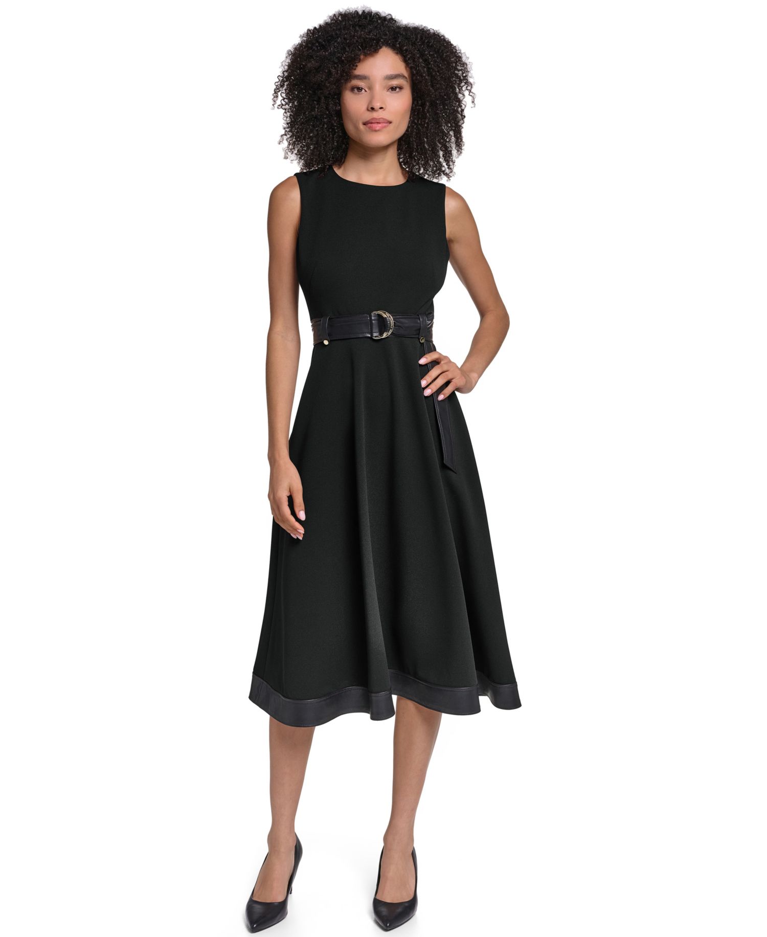Women's Midi Crewneck Fit & Flare Dress