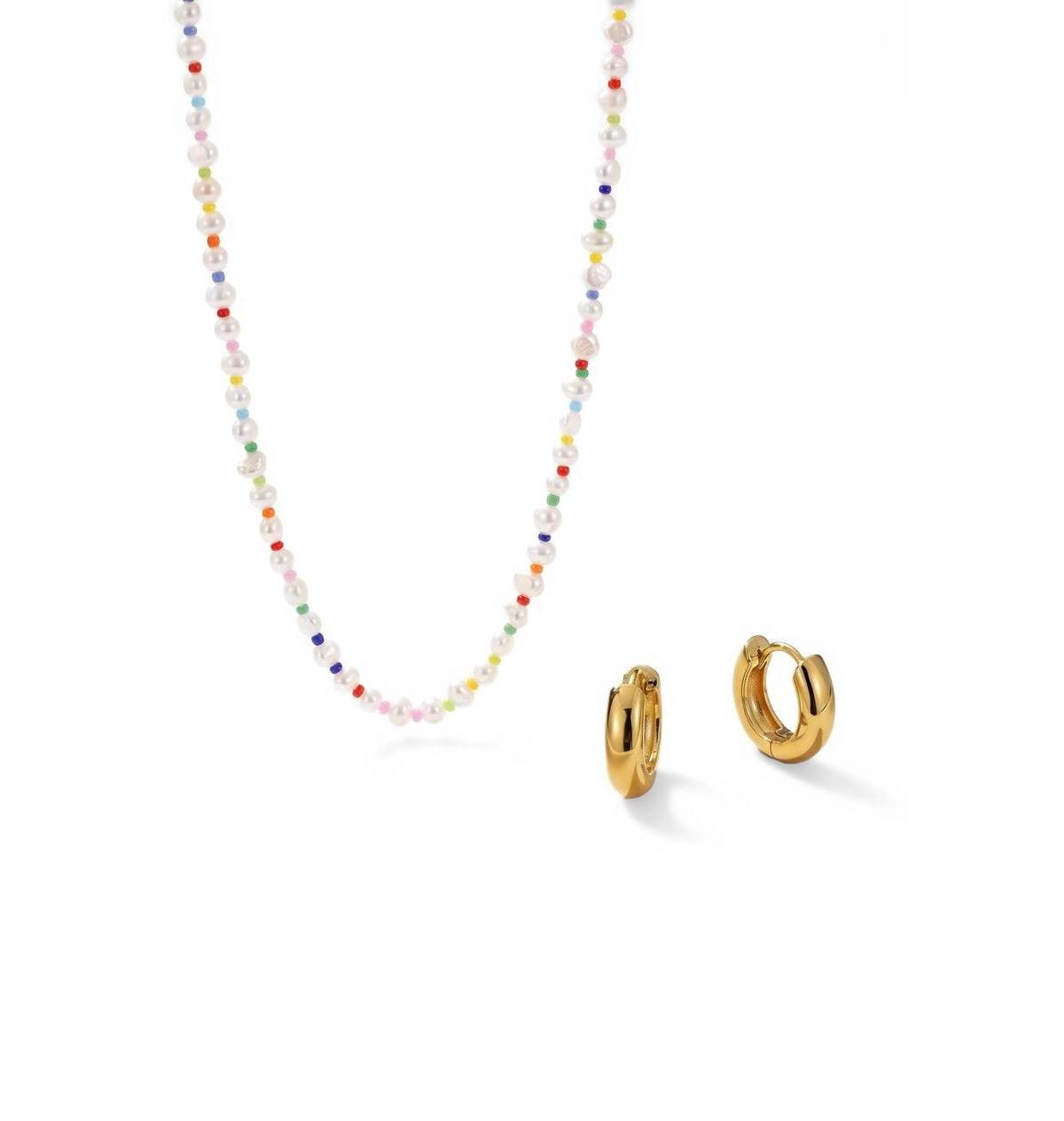 Joey Baby Cultured Freshwater Pearl Baroque Gold-Tone Necklace and Huggie Hoop Earrings Set, 19" - Gold