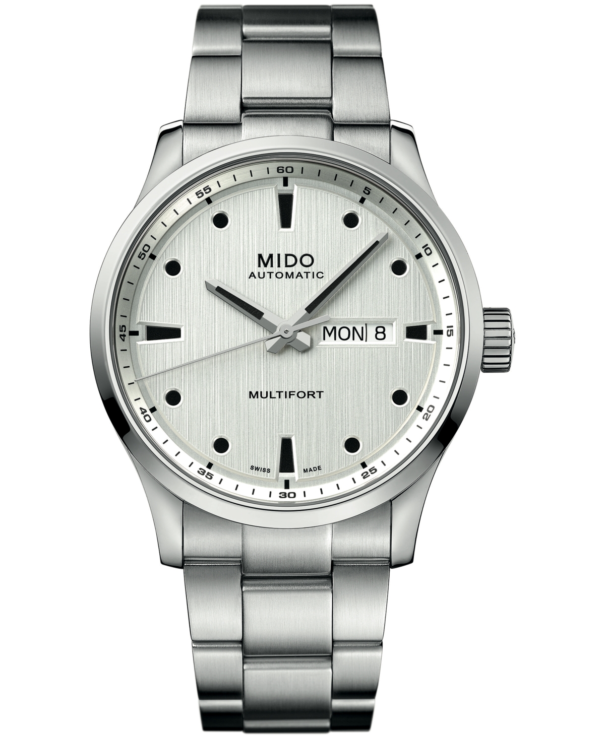 Mido Men's Swiss Automatic Multifort Day-Date Stainless Steel Watch, 42mm