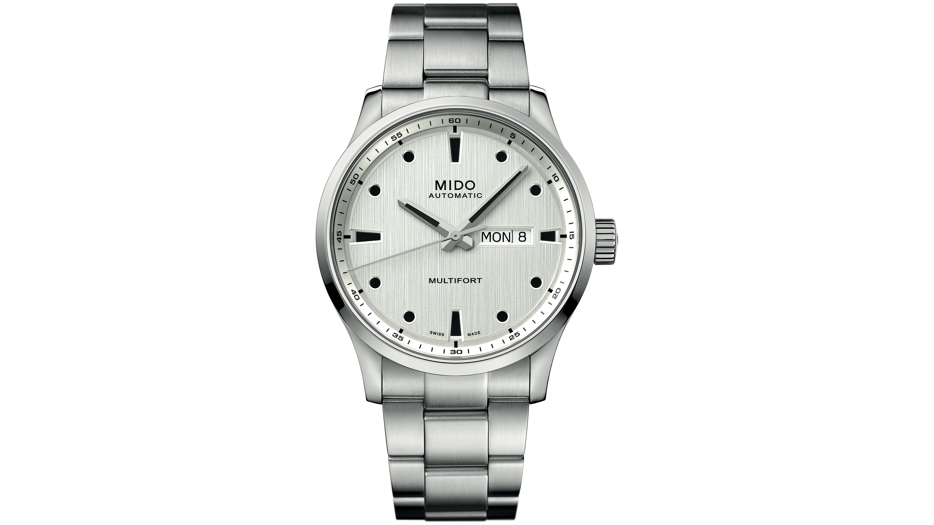 Mido Men's Swiss Automatic Multifort Day-Date Stainless Steel Watch, 42mm