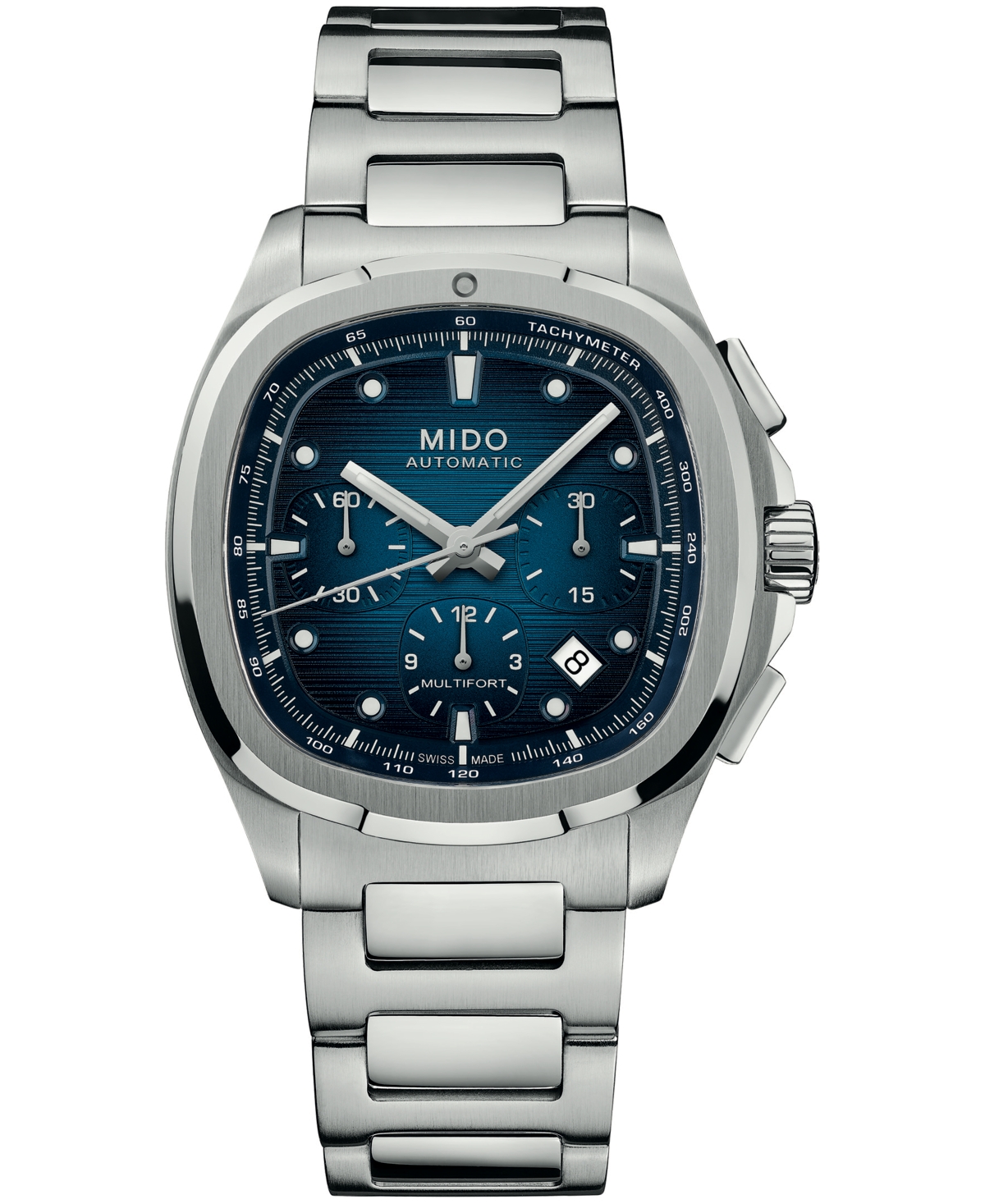 Mido Men's Swiss Automatic Multifort Tv Chronograph Stainless Steel Watch, 42mm In Blue