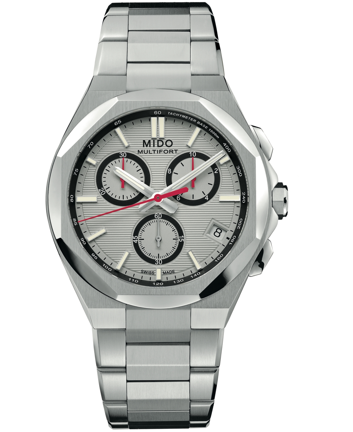 Mido Men's Swiss Quartz Multifort 8 Chronograph Stainless Steel Watch, 40mm - Gray
