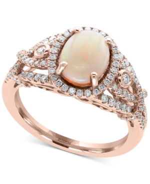 image of Aurora by Effy Opal (1 ct. t.w.) and Diamond (1/2 ct. t.w.) Ring in 14k Rose Gold