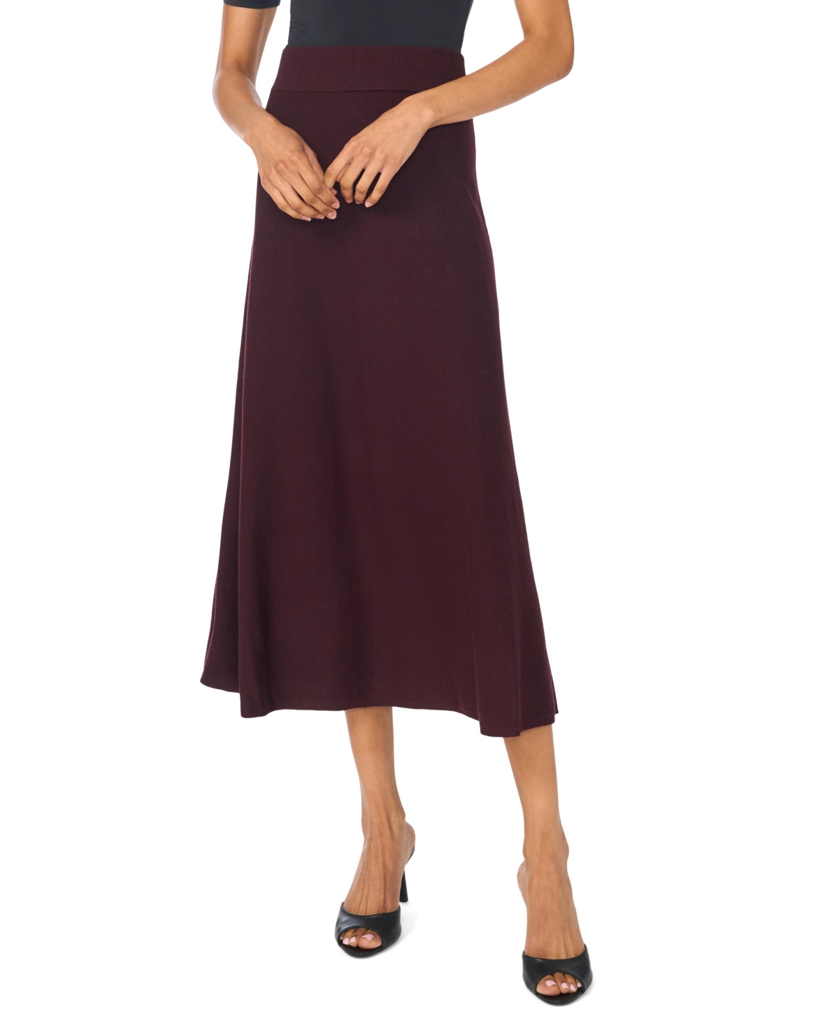 Vince Camuto Women's High-Waisted A-Line Midi Wide Skirt - Wine Tasting