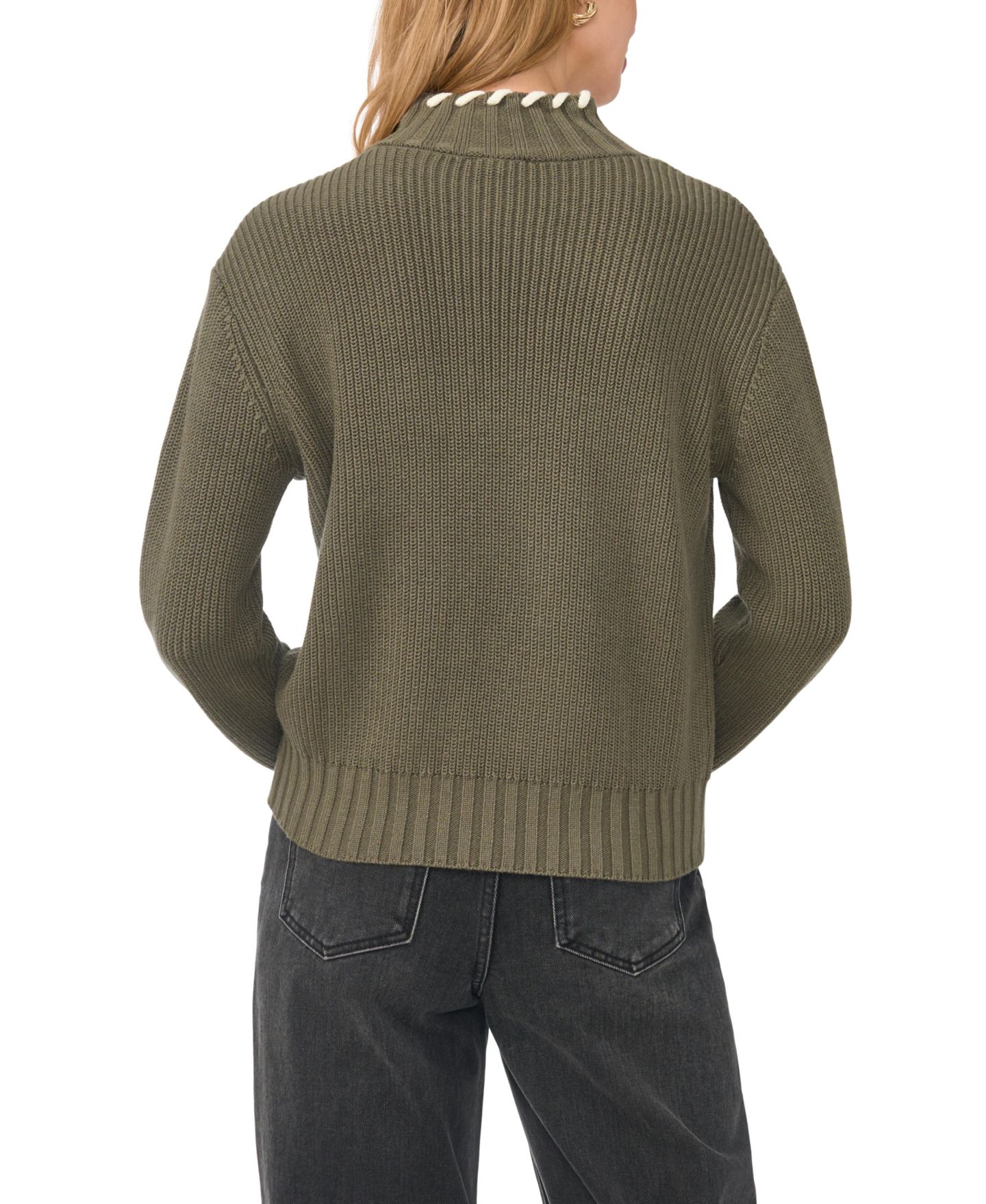 Женский свитер Vince Camuto Turtleneck with Whipstitch, цвет: Мох — фото 4