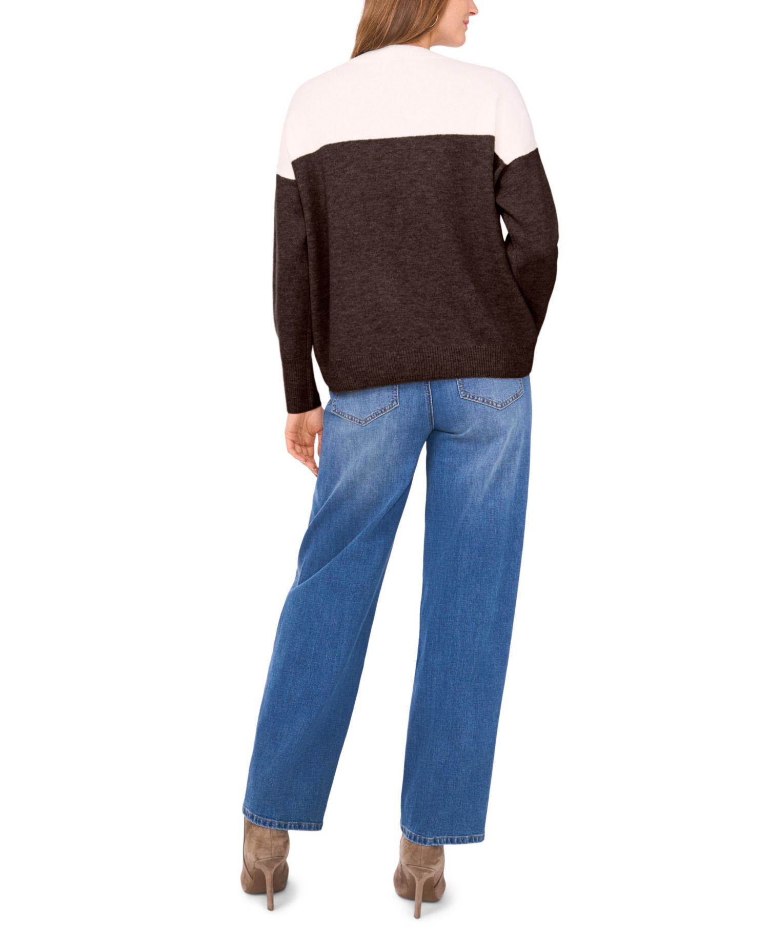 Women's Cozy Extended Shoulder Color Blocked Sweater
