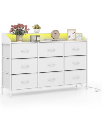 Storage Organizer with LED Lights and 9 Fabric Drawers for Bedroom