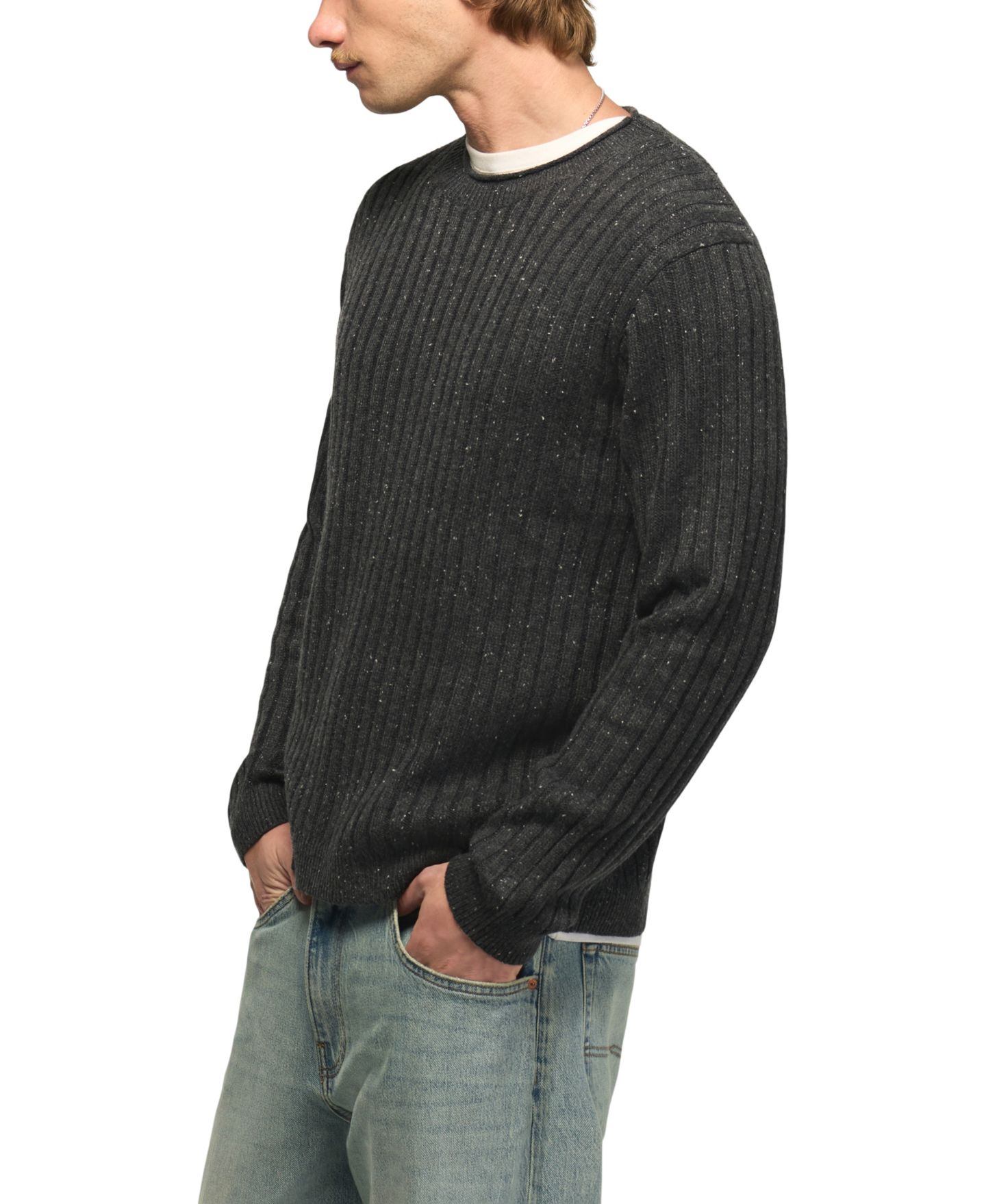 Мужской свитер Lucky Brand Donegal Crewneck Regular-Fit, цвет: Угольный серый меланжевый — фото 3