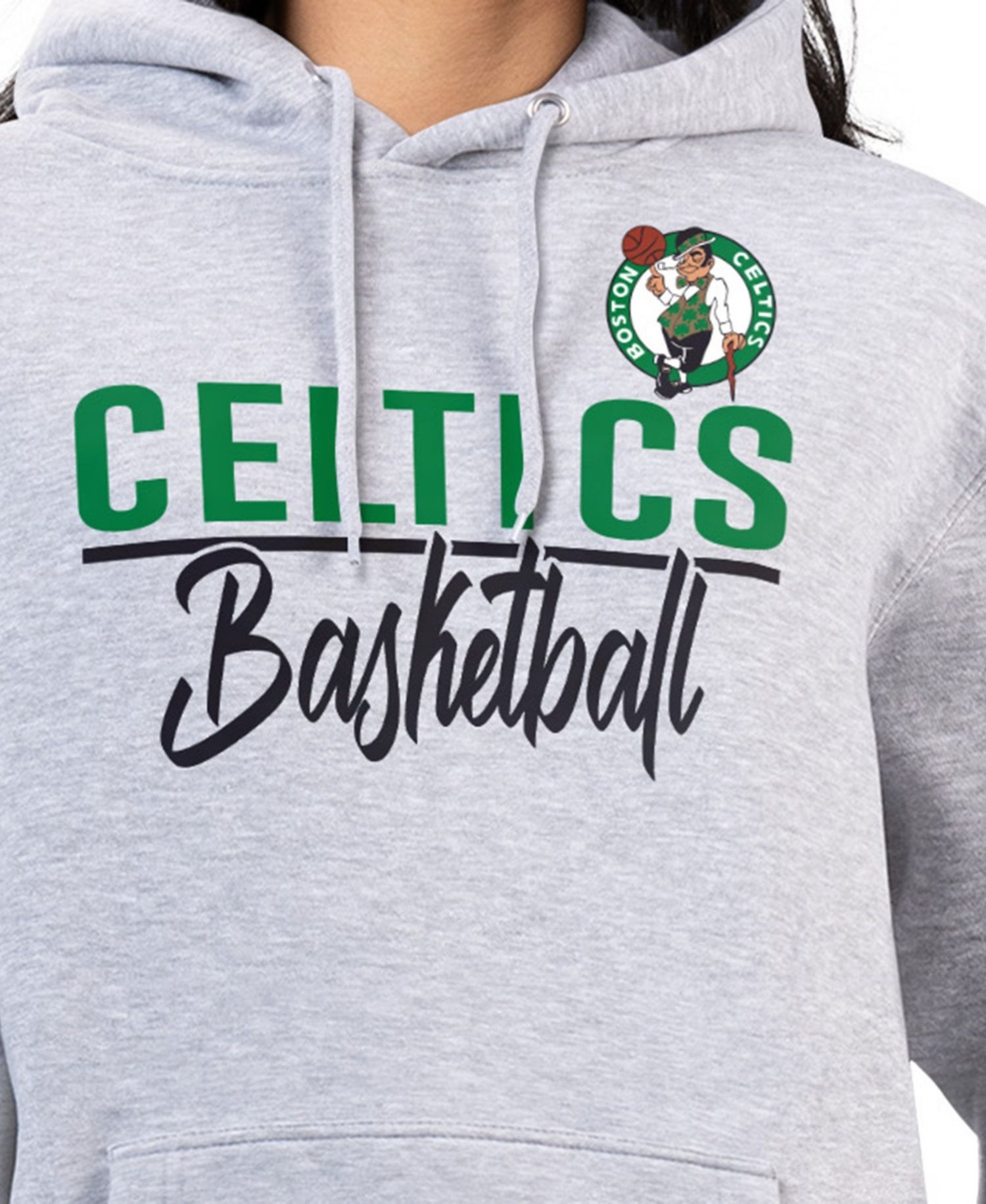Women's Heather Gray Boston Celtics Graphics Fleece Pullover Hoodie