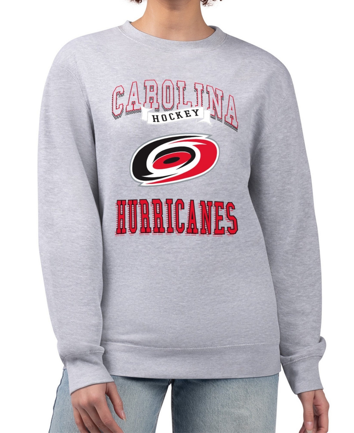 G-iii 4Her by Carl Banks Women's Carolina Hurricanes Crewneck Long-Sleeve Pullover Sweatshirt