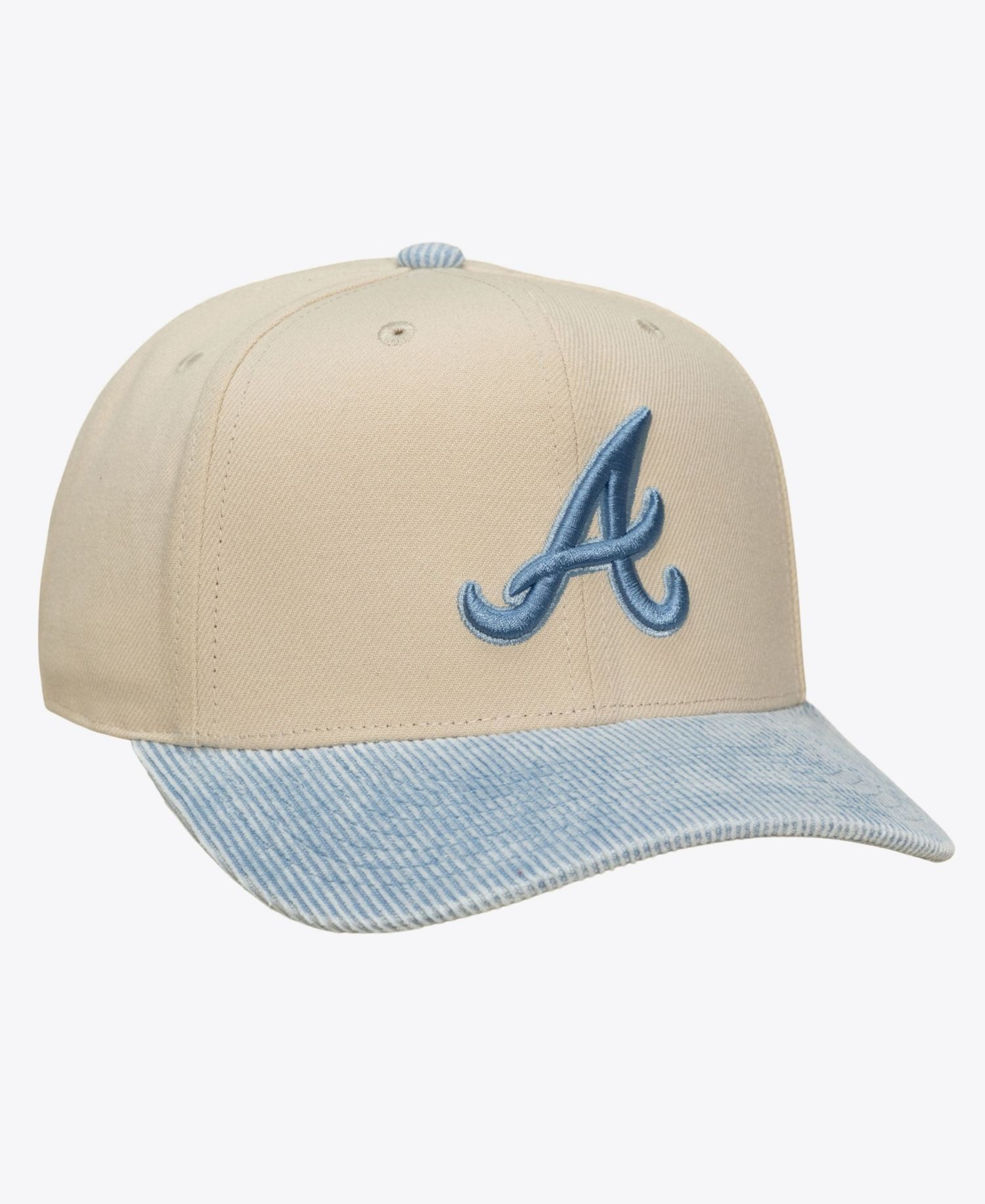 Men's Cream/Light Blue Atlanta Braves Washed Corduroy Pro Crown Snapback Hat