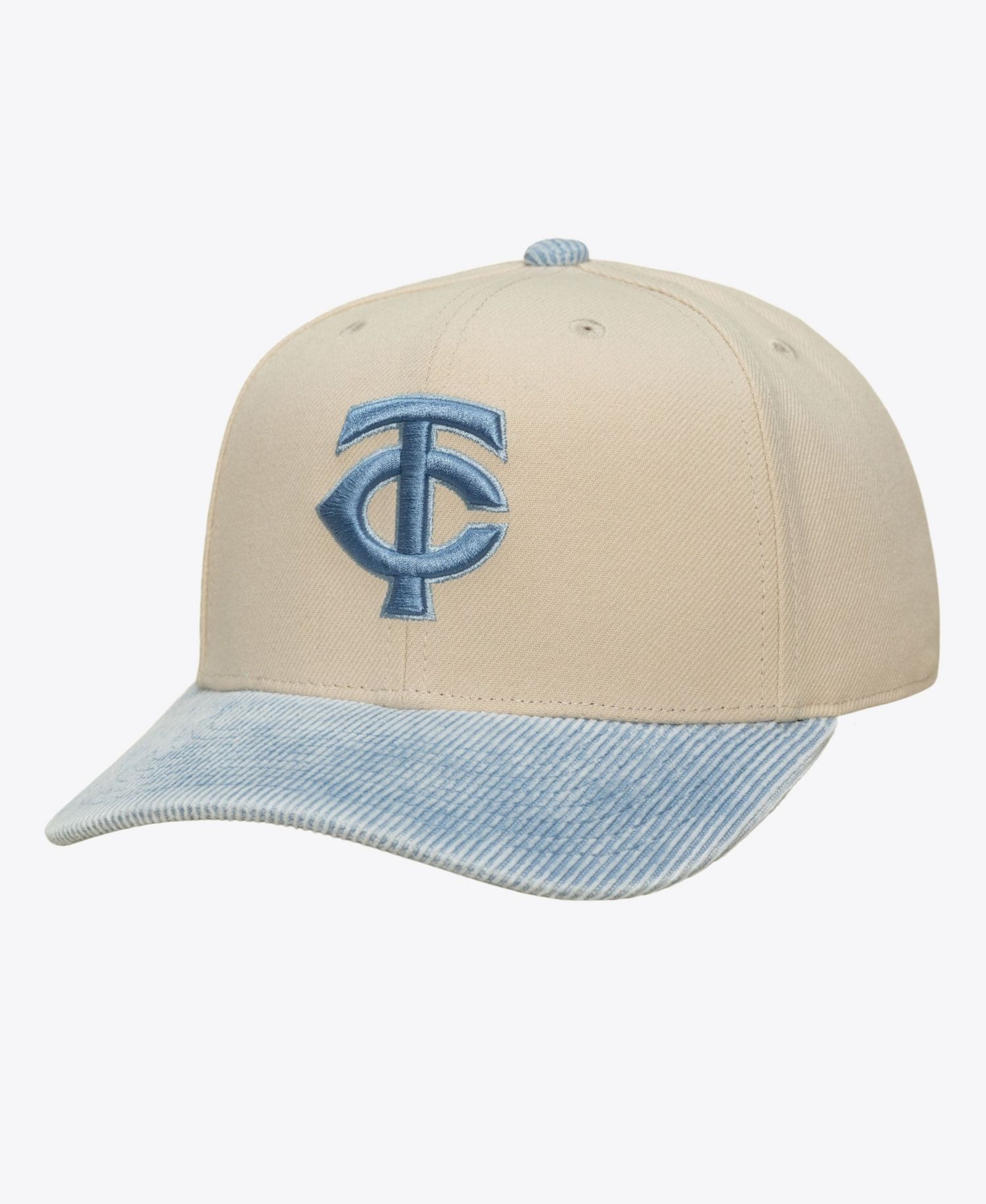 Men's Cream/Light Blue Minnesota Twins Washed Corduroy Pro Crown Snapback Hat
