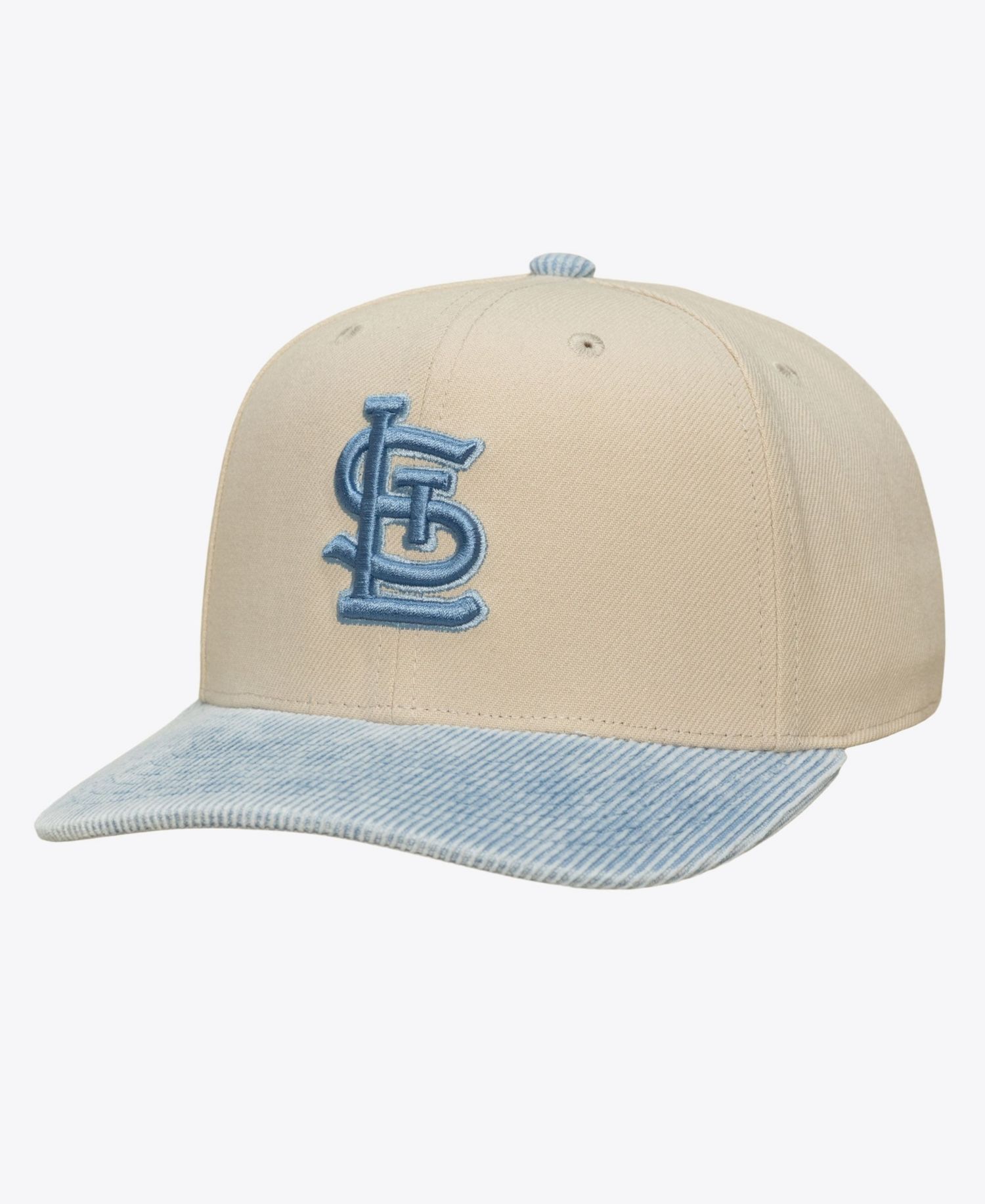 Men's Cream/Light Blue St. Louis Cardinals Washed Corduroy Pro Crown Snapback Hat