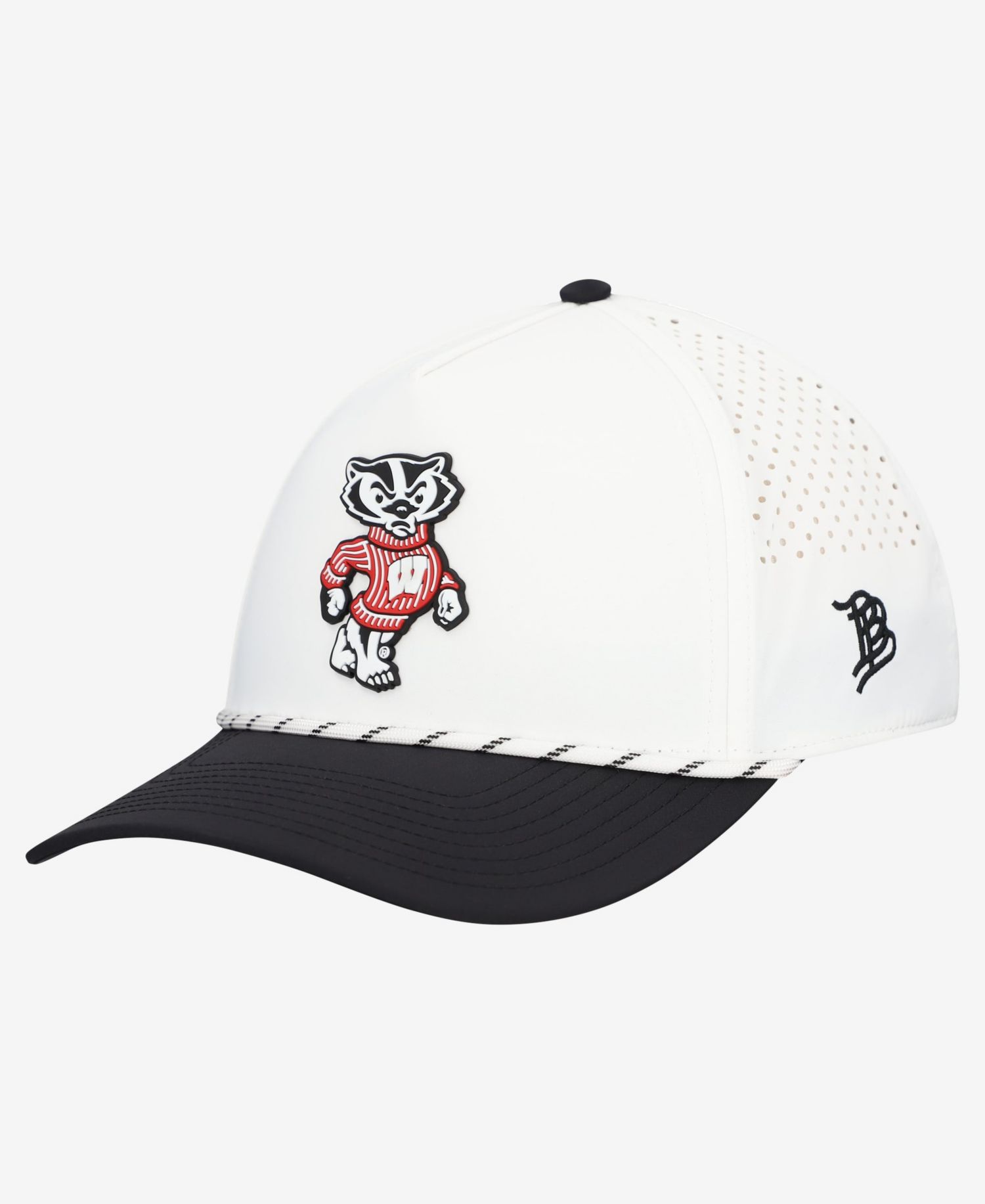 Men's White/Black Wisconsin Badgers Classic Adjustable Rope Hat