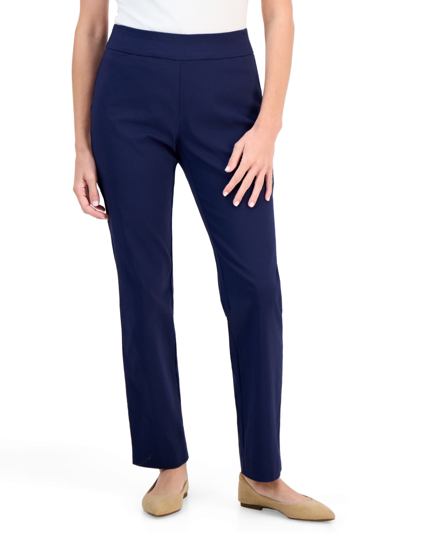 Petite Tummy-Control Cambridge Stretch Slim-Leg Pants