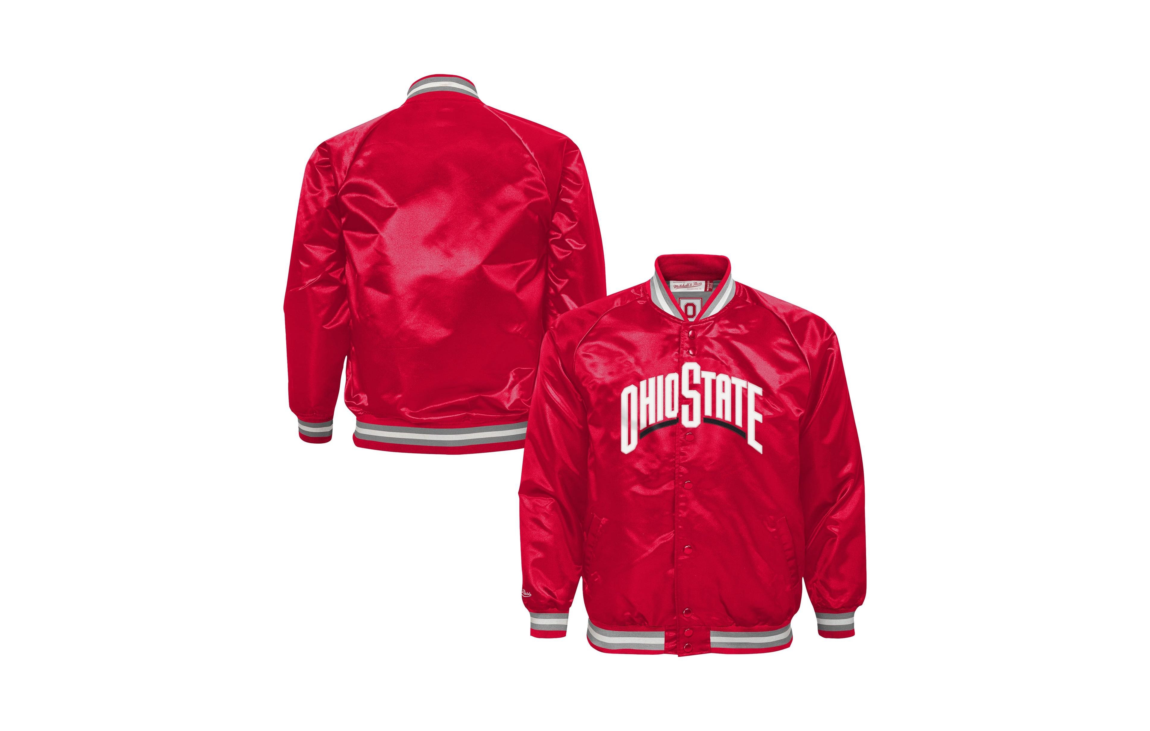 Mitchell & Ness Boys' and Girls' Ohio State Buckeyes Satin Full-Snap Raglan Jacket