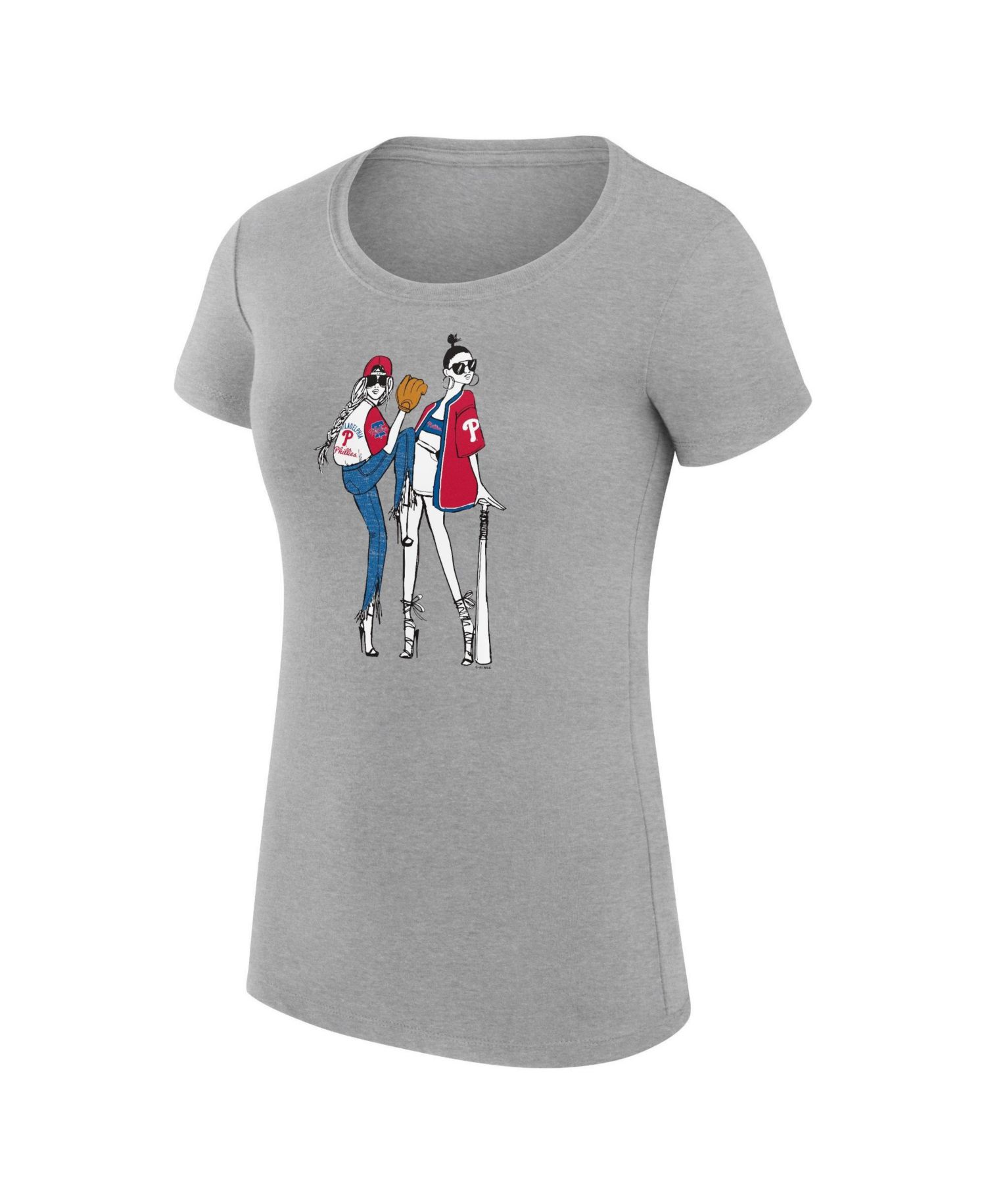 Women's Heather Gray Philadelphia Phillies Super-Slim Fit Lightweight Baseball Girls T-Shirt