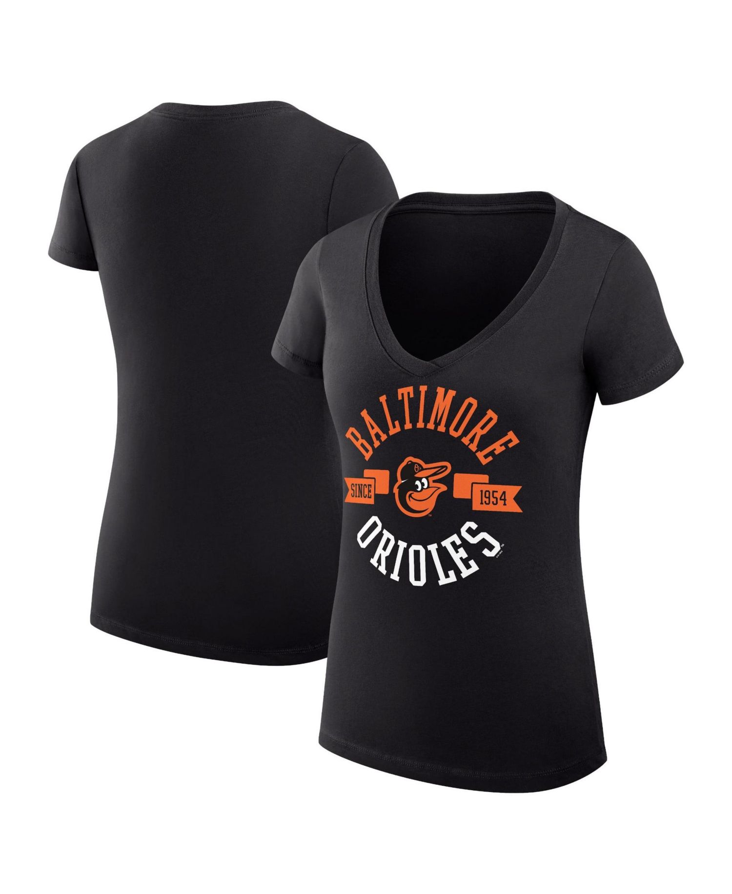 Women's Black Baltimore Orioles Super-Slim Fit Lightweight City Graphic V-Neck T-Shirt