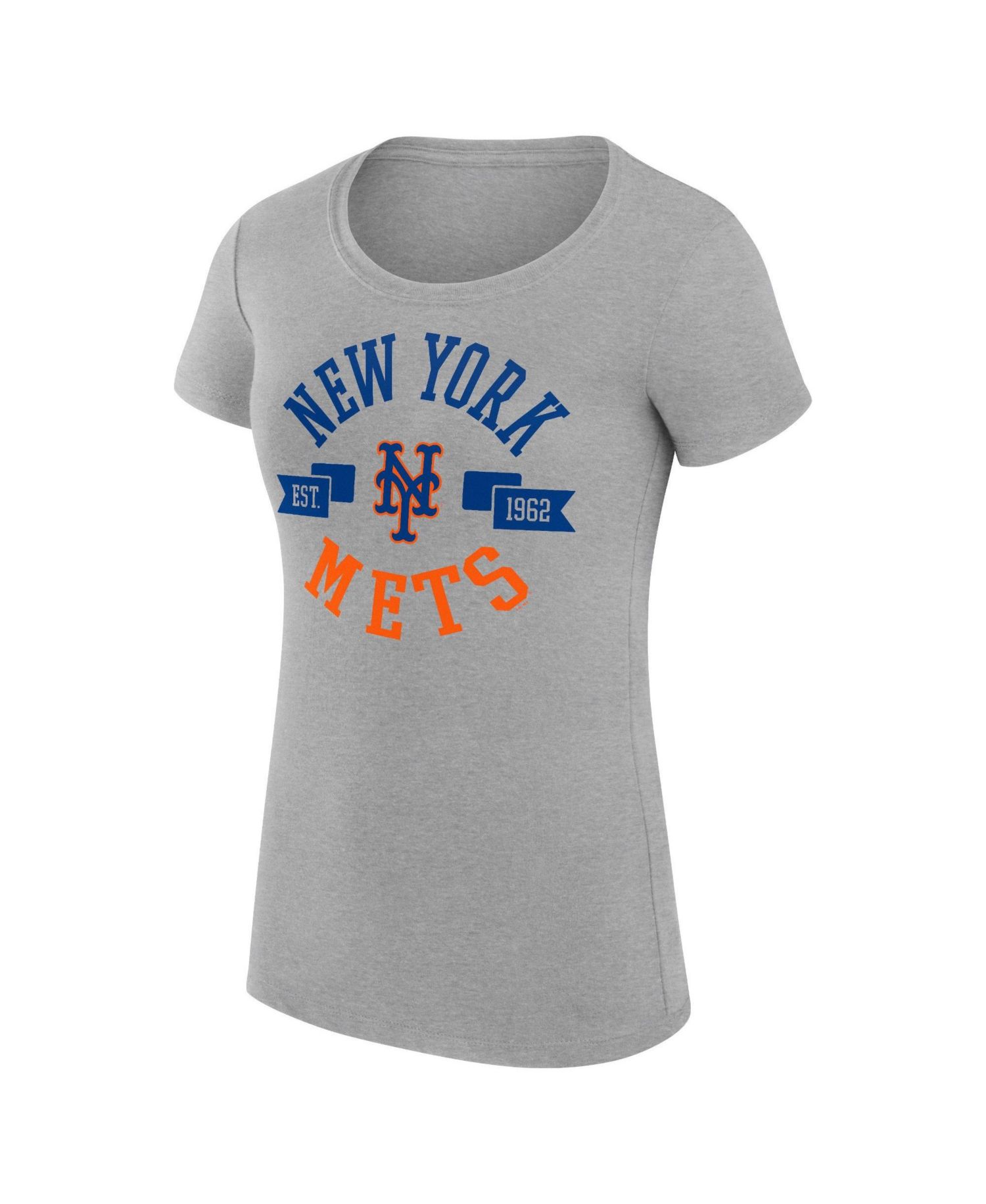Women's Heather Gray New York Mets Super-Slim Fit Lightweight City Graphic T-Shirt