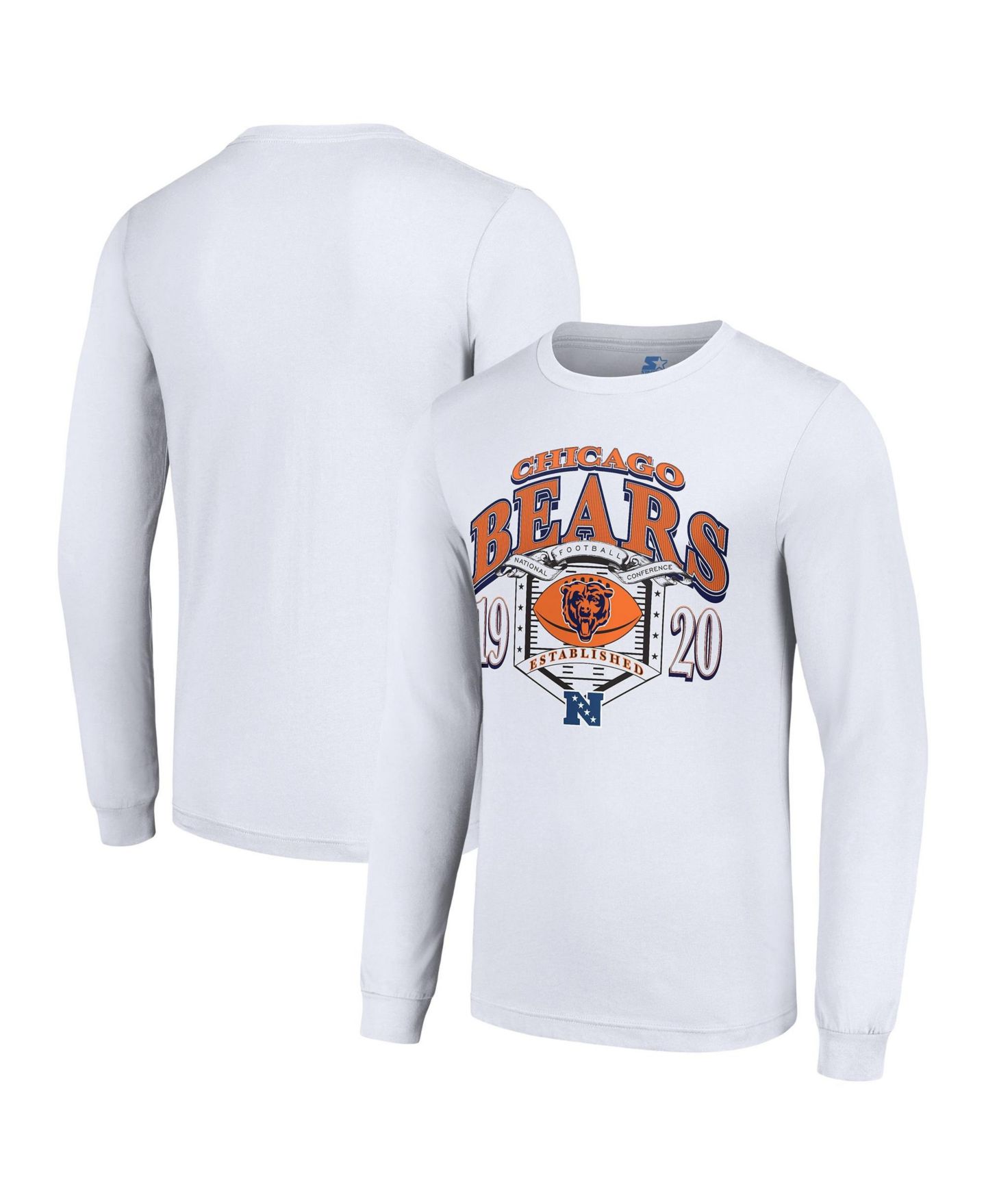 Мужская футболка Starter White Chicago Bears Retro Long Sleeve Graphic — фото 1