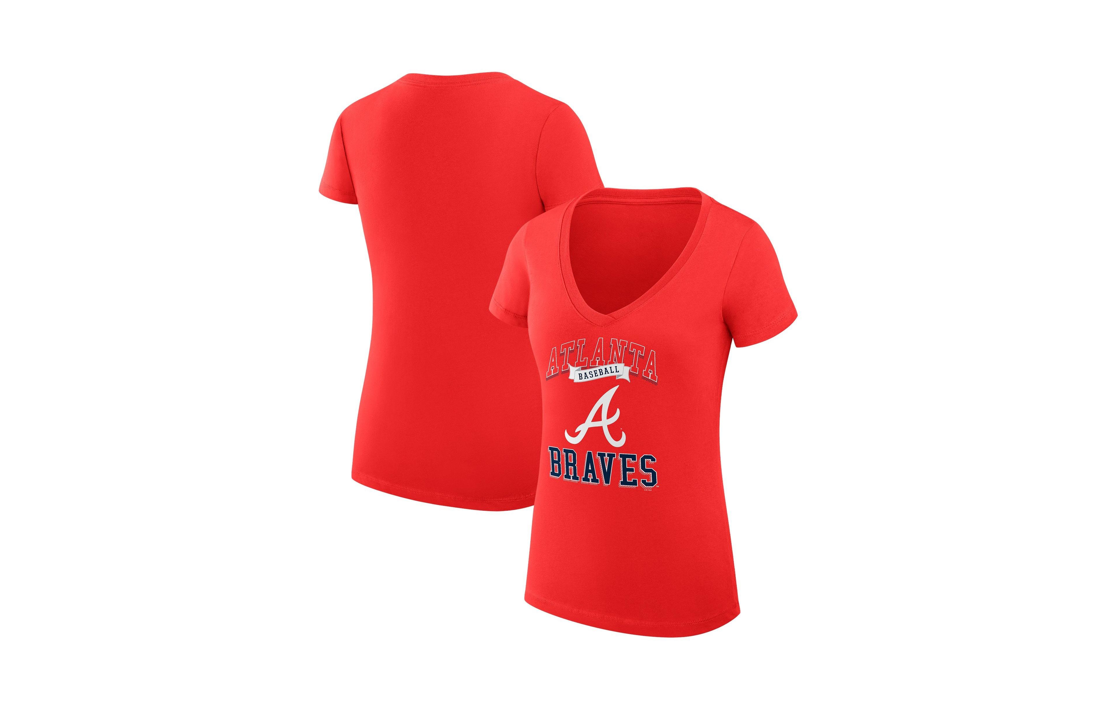 G-iii 4Her by Carl Banks Women's Atlanta Braves Super-Slim Fit V-Neck T-Shirt