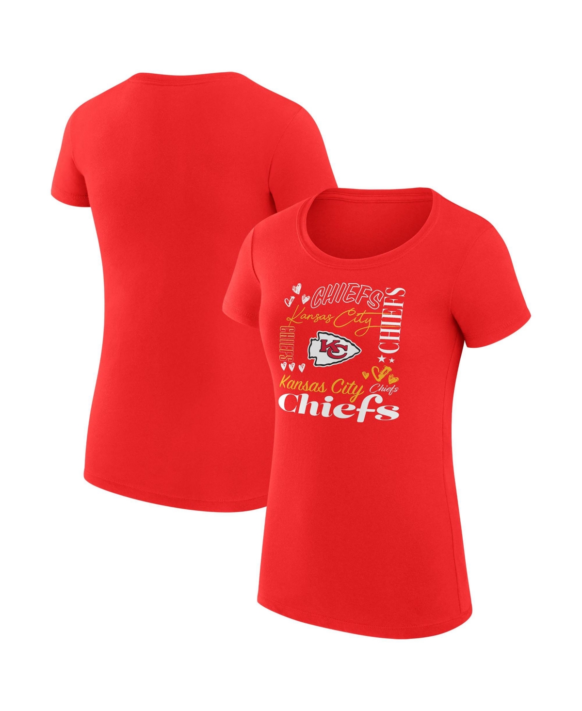 G-iii 4Her by Carl Banks Women's Kansas City Chiefs Collage Team Super-Slim Fit Screen Print T-Shirt