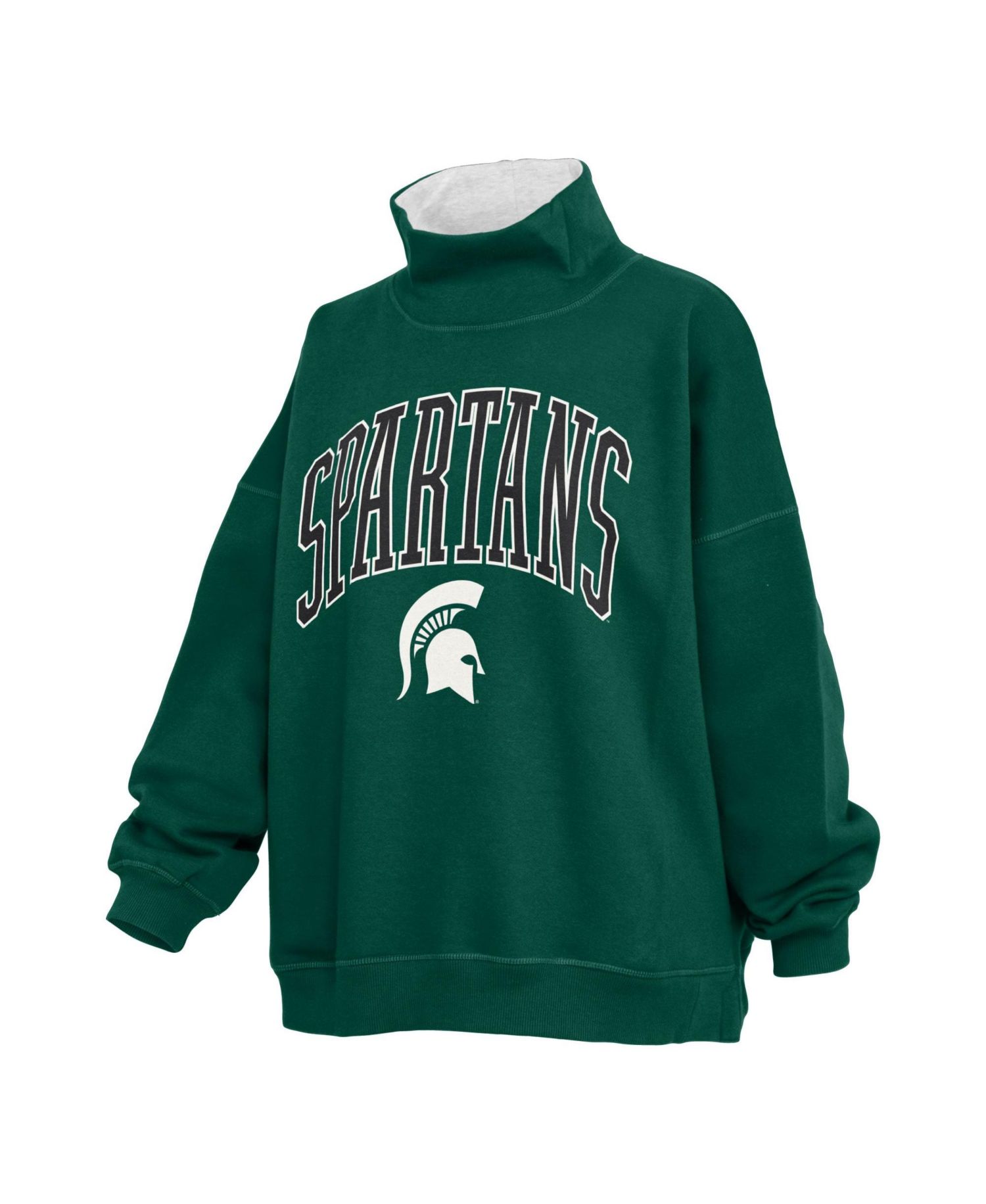 Women's Green Michigan State Spartans Oversized Mock Neck Sweatshirt