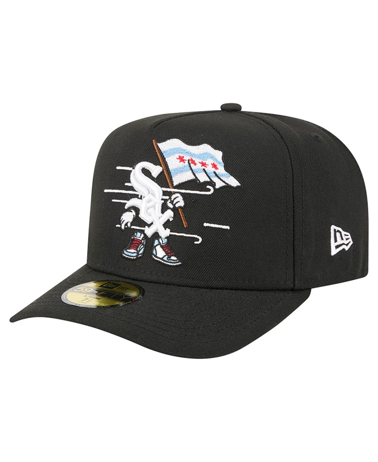 Men's Black Chicago White Sox Cartoon A-Frame 59FIFTY Fitted Hat