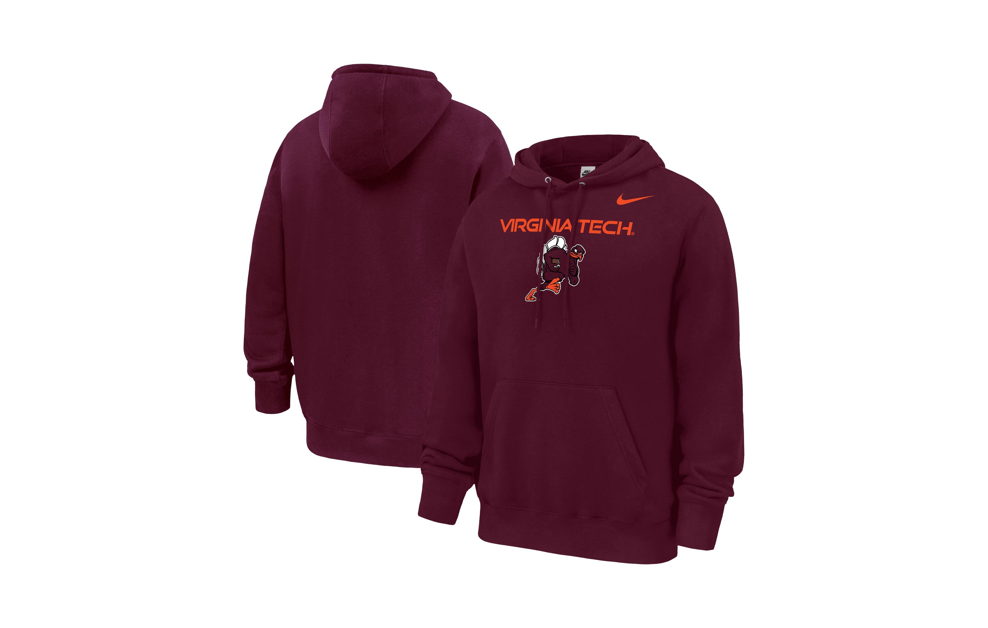 Nike Men's Rushing Hokie Club Fleece Virginia Tech Hokies Graphic Hoodie