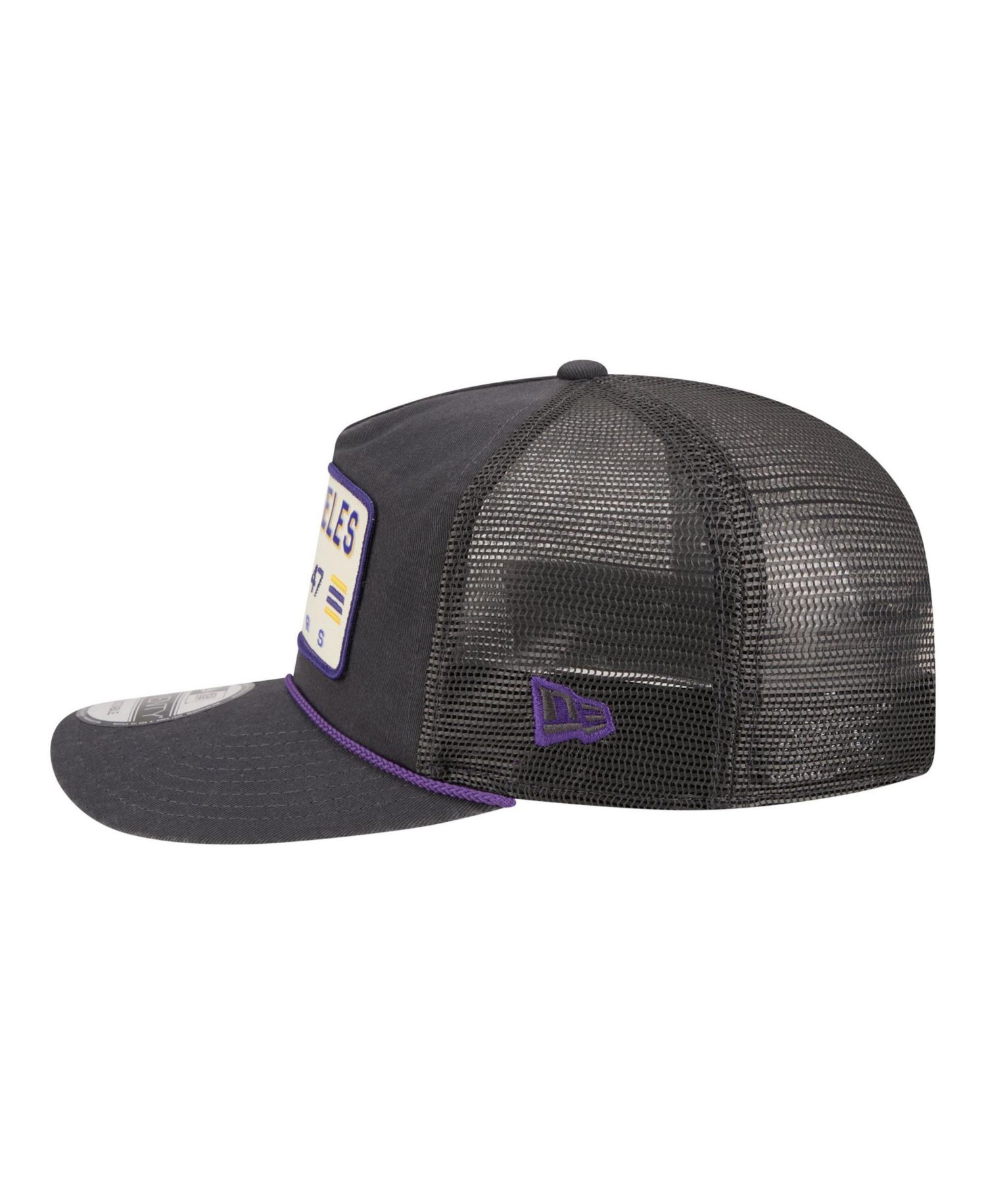 Men's Charcoal Los Angeles Lakers Washed Patch 19TWENTY Adjustable Trucker Hat