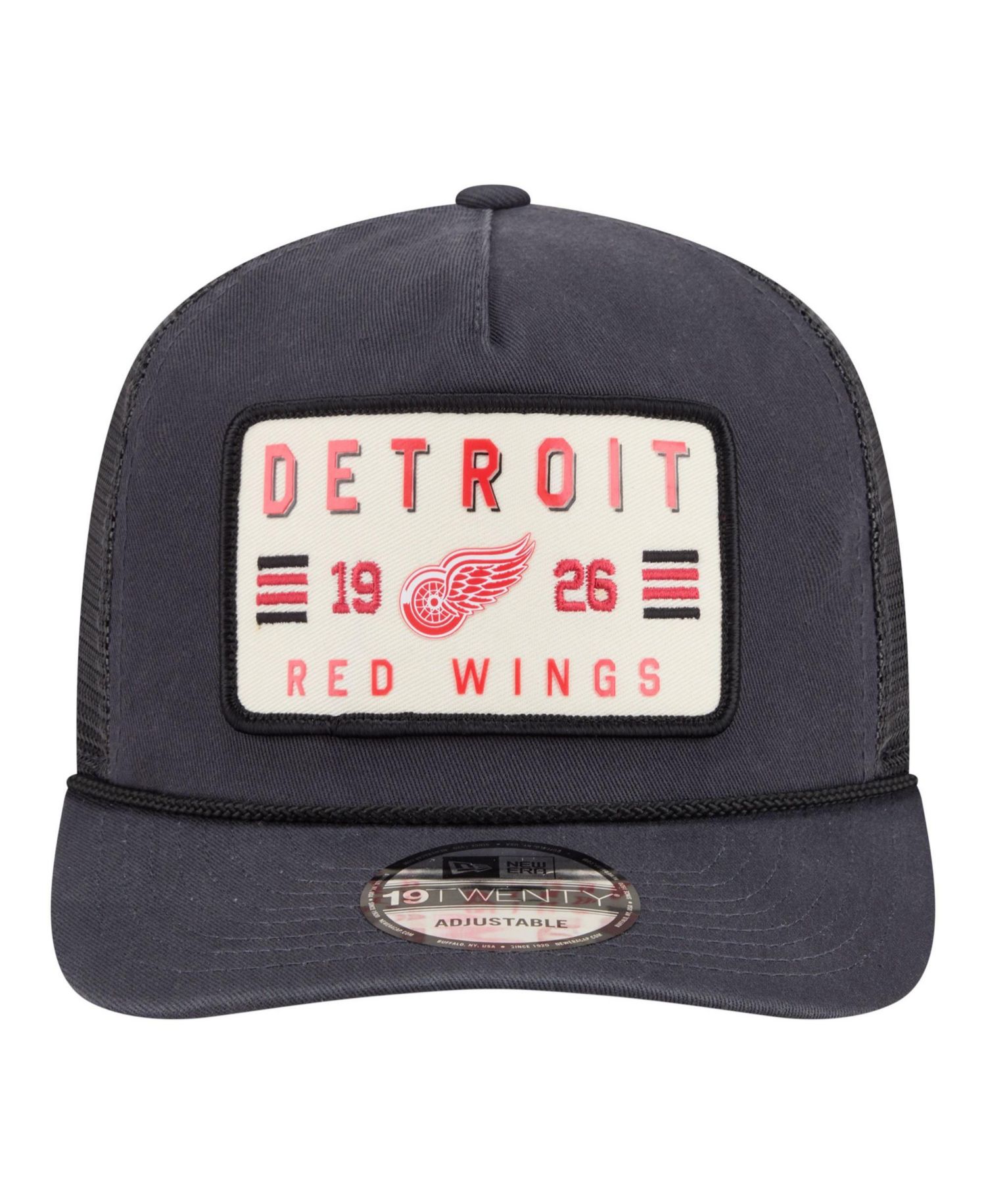 Men's Charcoal Detroit Red Wings Washed Patch 19TWENTY Trucker Adjustable Hat
