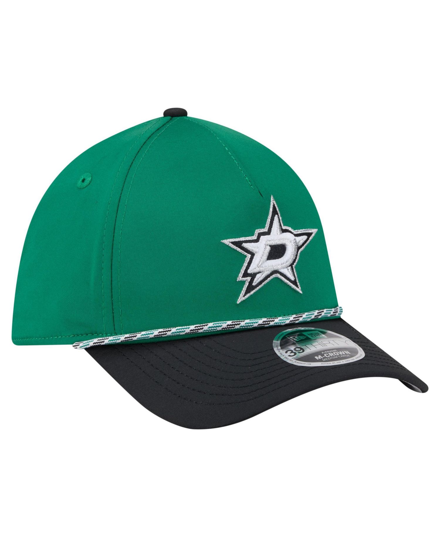 Men's Kelly Green/Black Dallas Stars 2-Tone Featherweight 39THIRTY A-Frame M-Crown Flex Hat