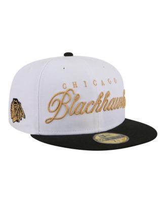 Men's  White/Black Chicago Blackhawks Scripted 59FIFTY Fitted Hat