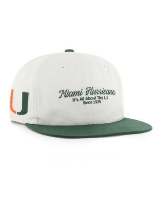 Men's '47 White/Green Miami Hurricanes Script Stack Relaxed Captain Adjustable Hat