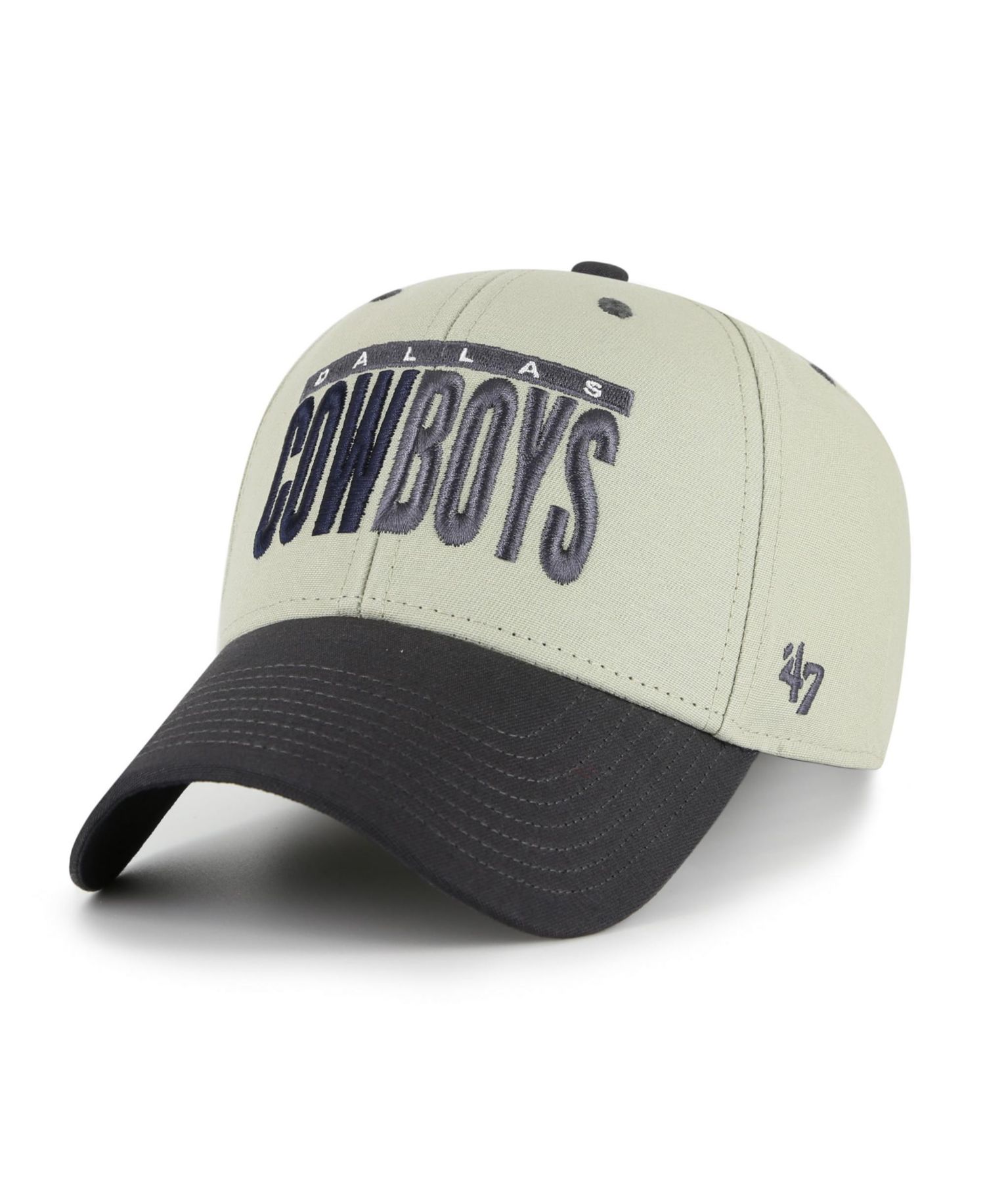 Men's '47 Gray/Black Dallas Cowboys Half Block Text MVP Adjustable Hat