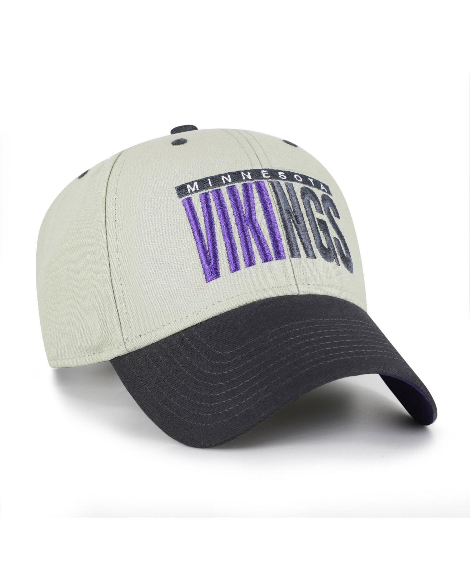 Men's '47 Gray/Black Minnesota Vikings Half Block Text MVP Adjustable Hat