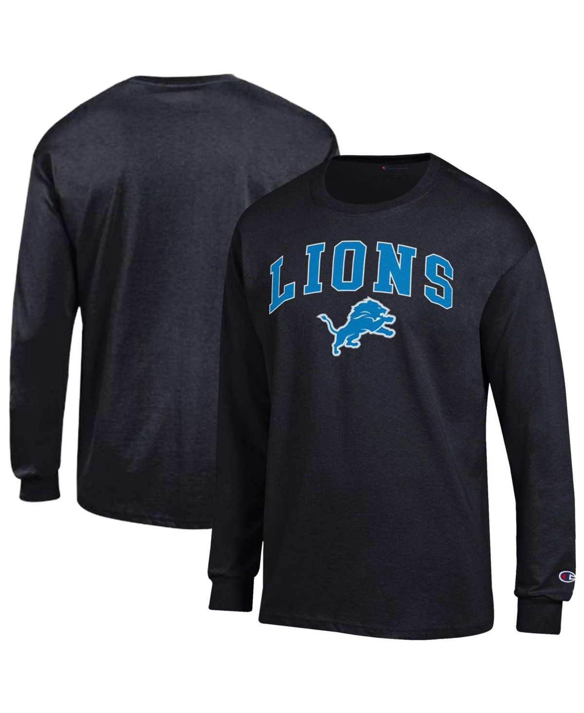 Champion Men's Detroit Lions Arch Over Logo Long-Sleeve Relaxed-Fit T-Shirt