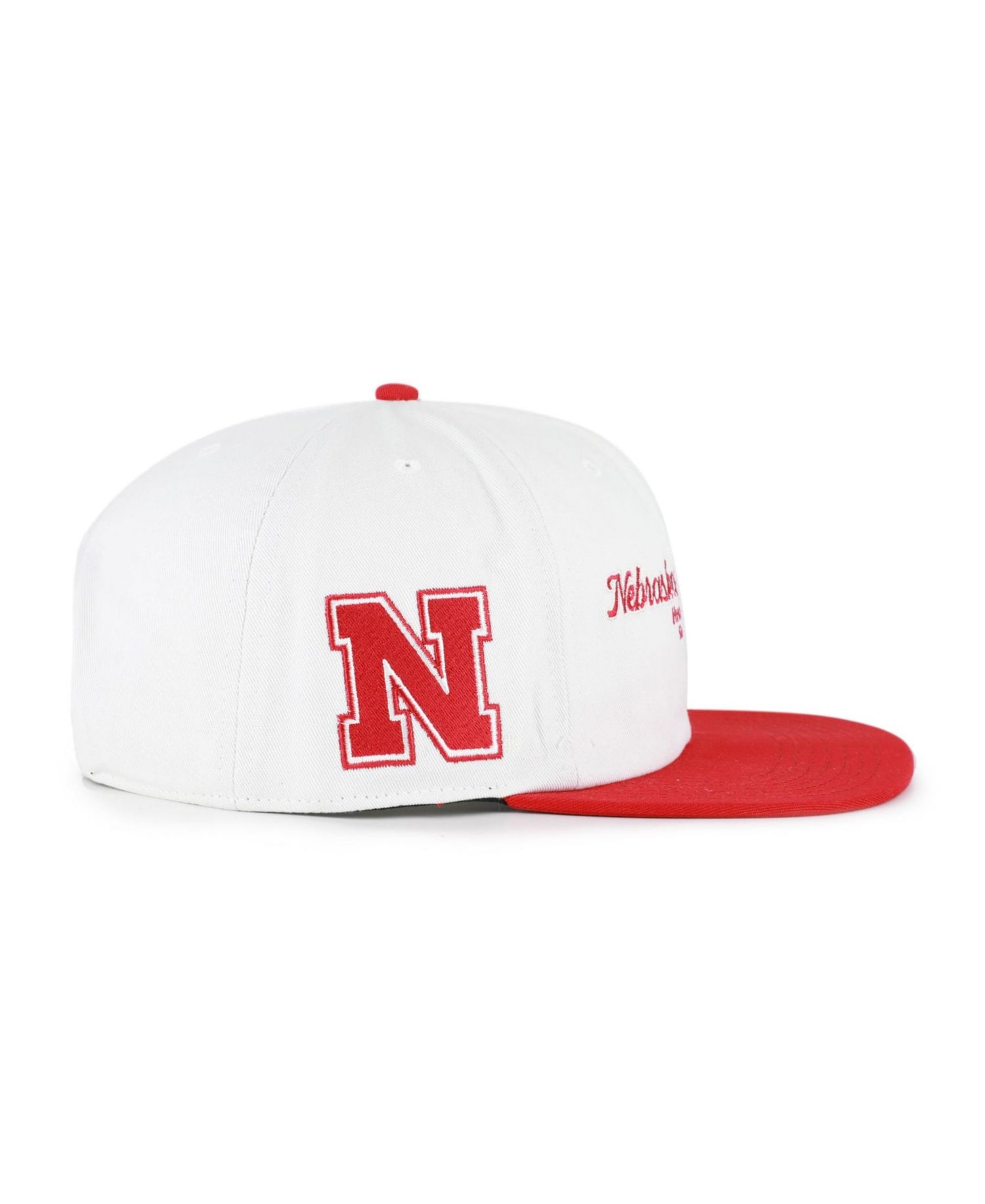 Men's '47 White/Scarlet Nebraska Huskers Script Stack Relaxed Captain Adjustable Hat
