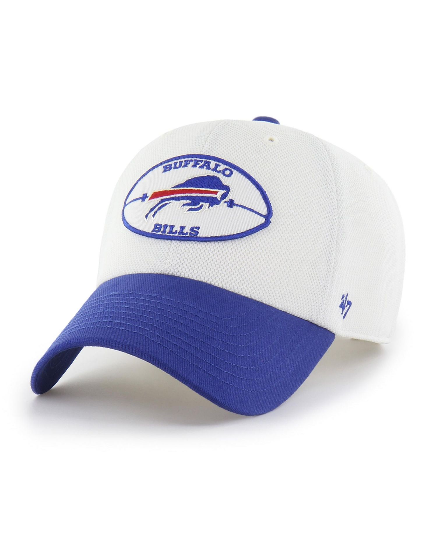 Men's '47 White/Royal Buffalo Bills Pique Patch Clean Up Adjustable Hat