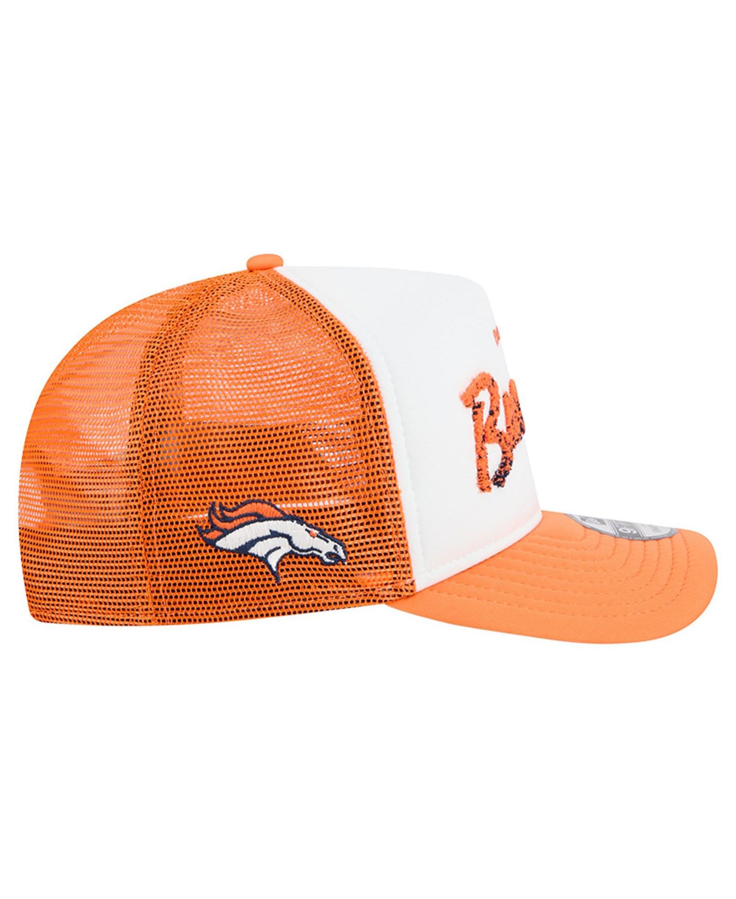 Men's White/Orange Denver Broncos Foam A-Frame 9FIFTY Snapback Trucker Hat