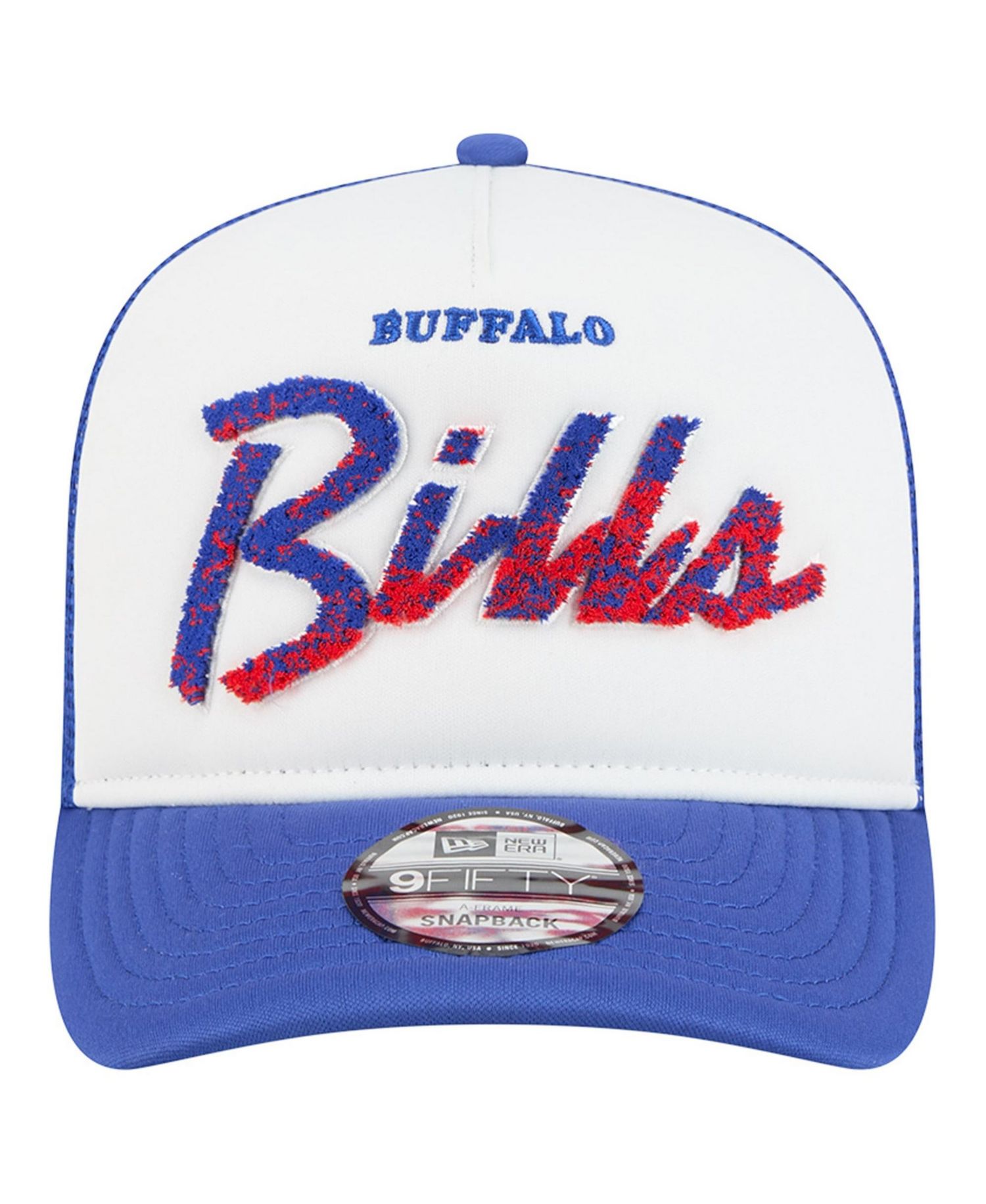 Men's White/Royal Buffalo Bills Foam A-Frame 9FIFTY Snapback Trucker Hat
