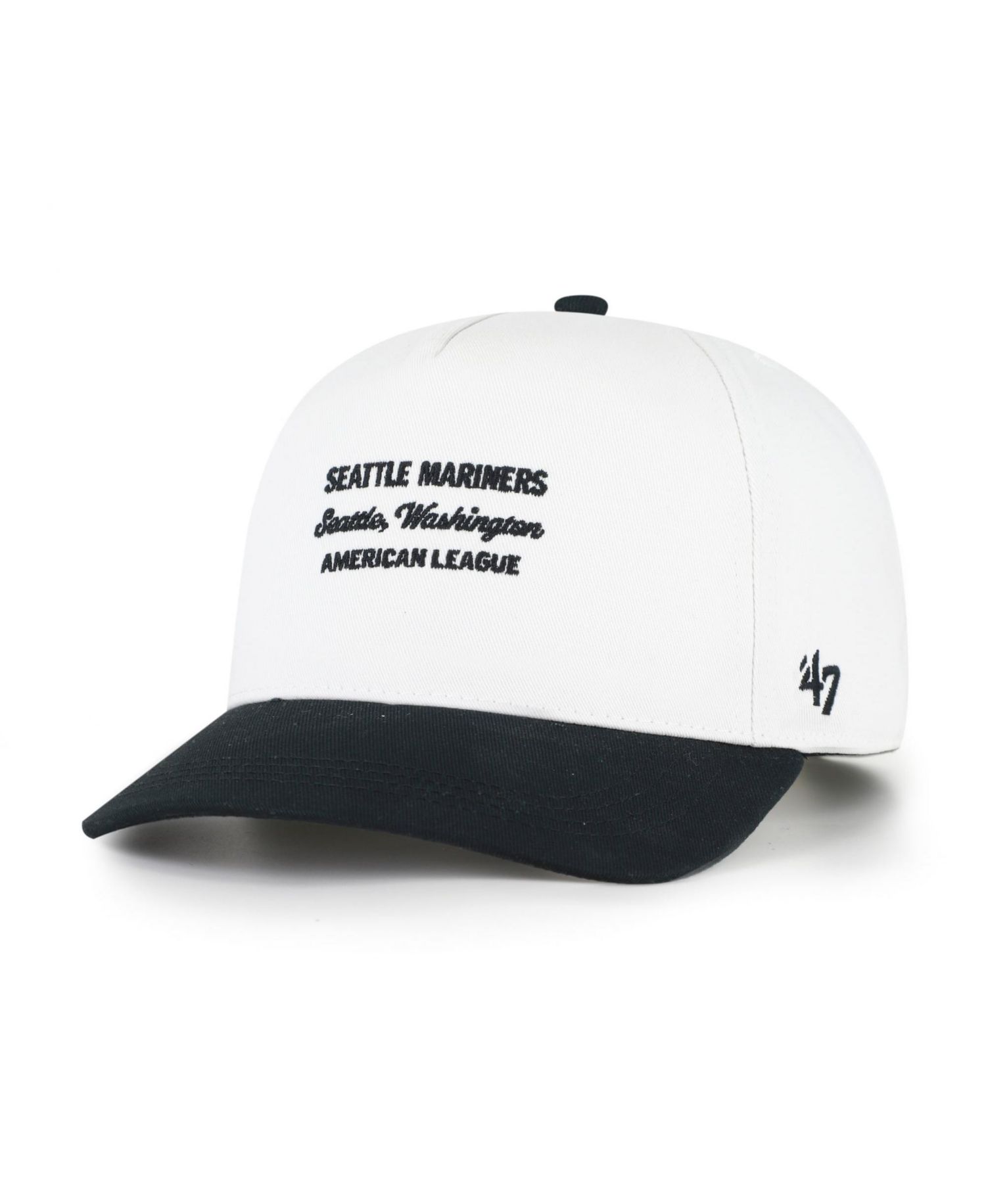 Men's '47 White/Black Seattle Mariners Contemporary Two-Tone Hitch Adjustable Hat