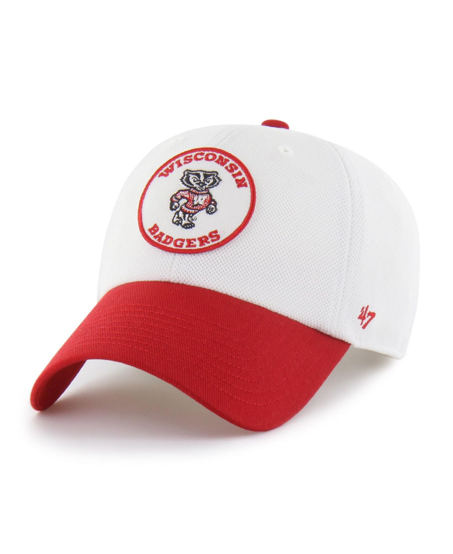 Men's and Women's '47 White/Red Wisconsin Badgers Pique Patch Clean Up Adjustable Hat