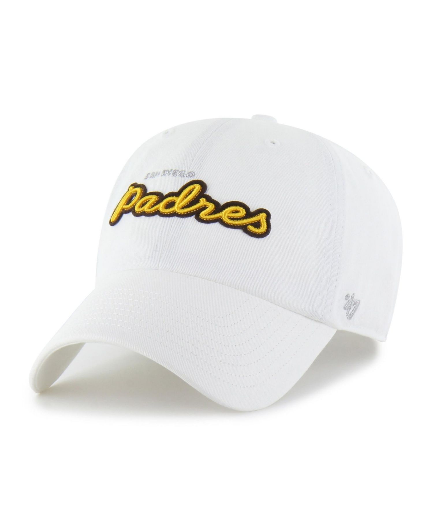 Women's '47 White San Diego Padres Trendy Script Clean Up Adjustable Hat