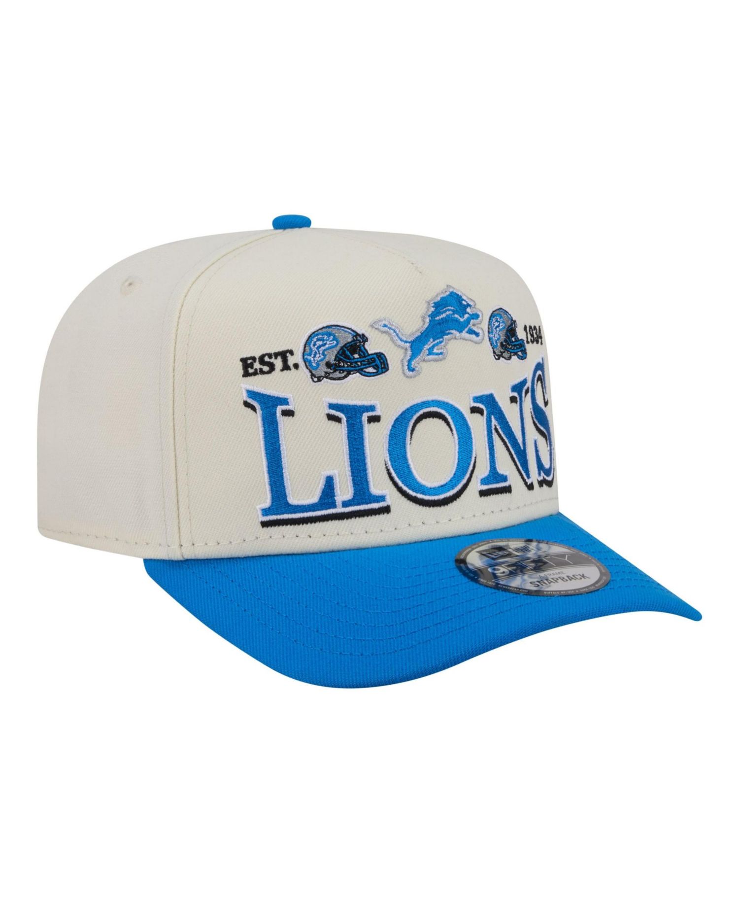 Men's Cream/Blue Detroit Lions A-Frame 9FIFTY Snapback Hat