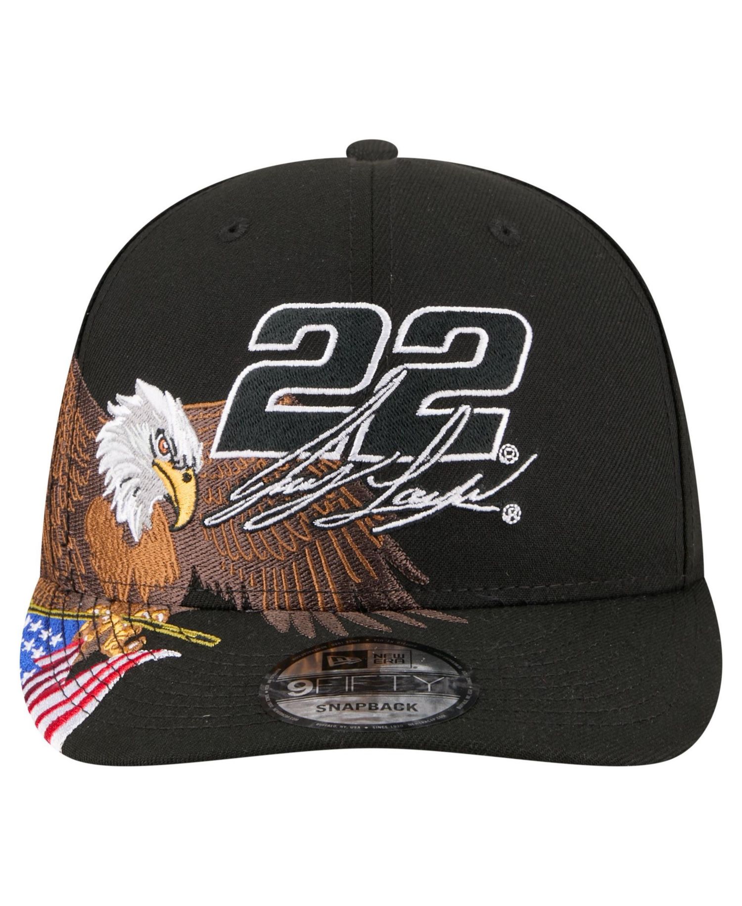 Men's Black Joey Logano Patriotic Eagle & Flag A-Frame 9FIFTY Snapback Hat