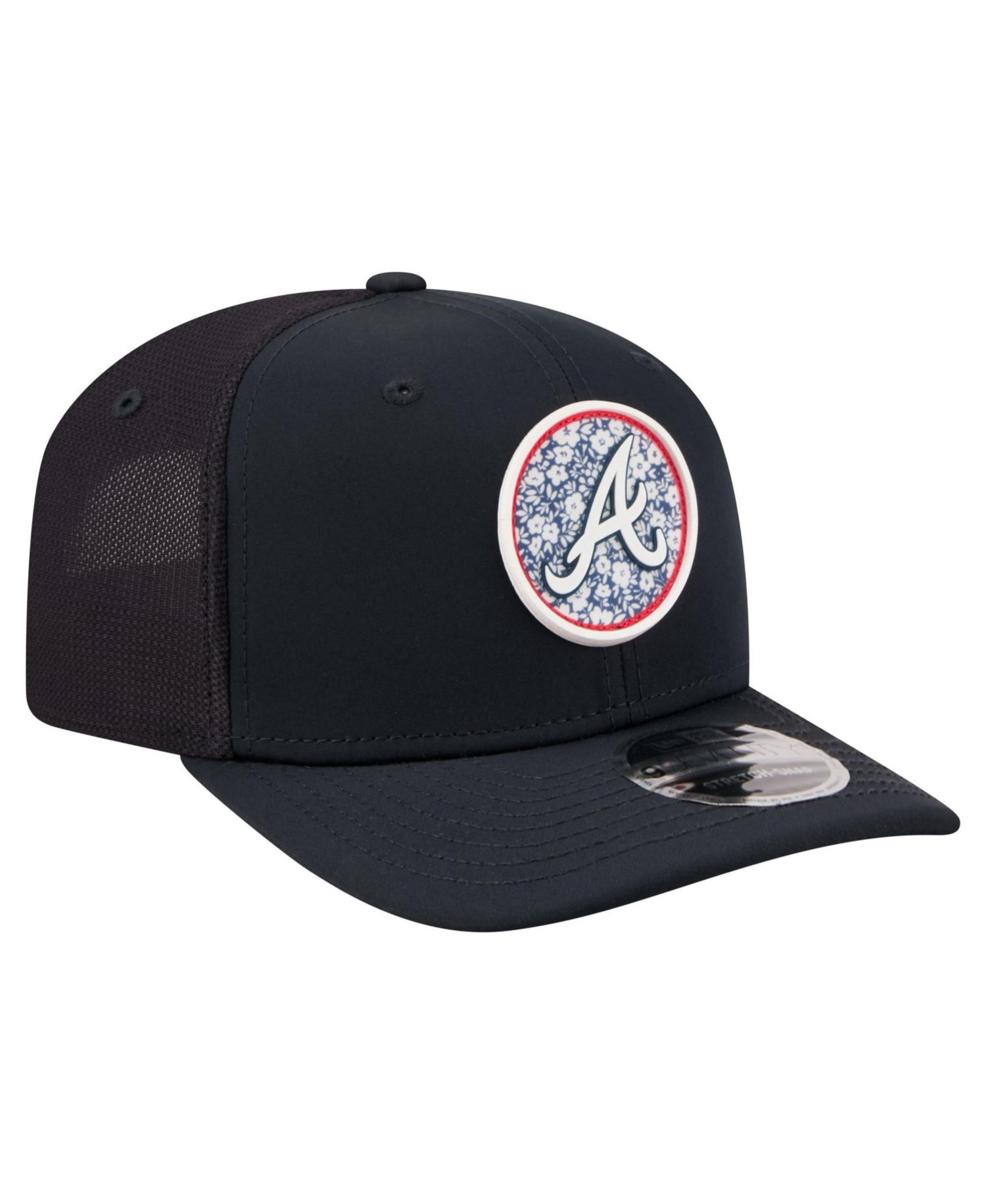Men's Navy Atlanta Braves Floral Patch 9SEVENTY Adjustable Hat