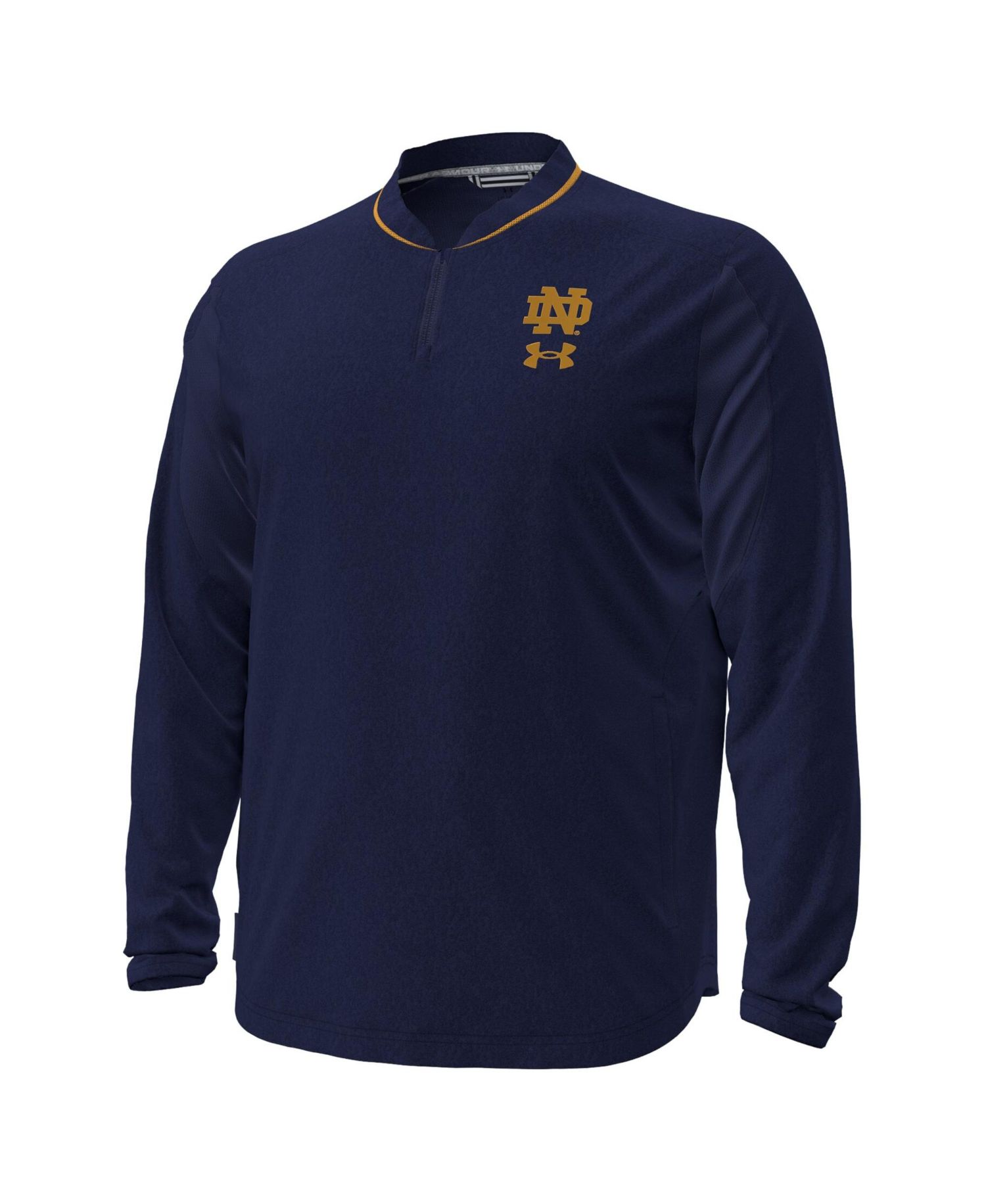 Men's Navy Notre Dame Fighting Irish 2026 Sideline Motivate Woven Quarter-Zip Long Sleeve Pullover