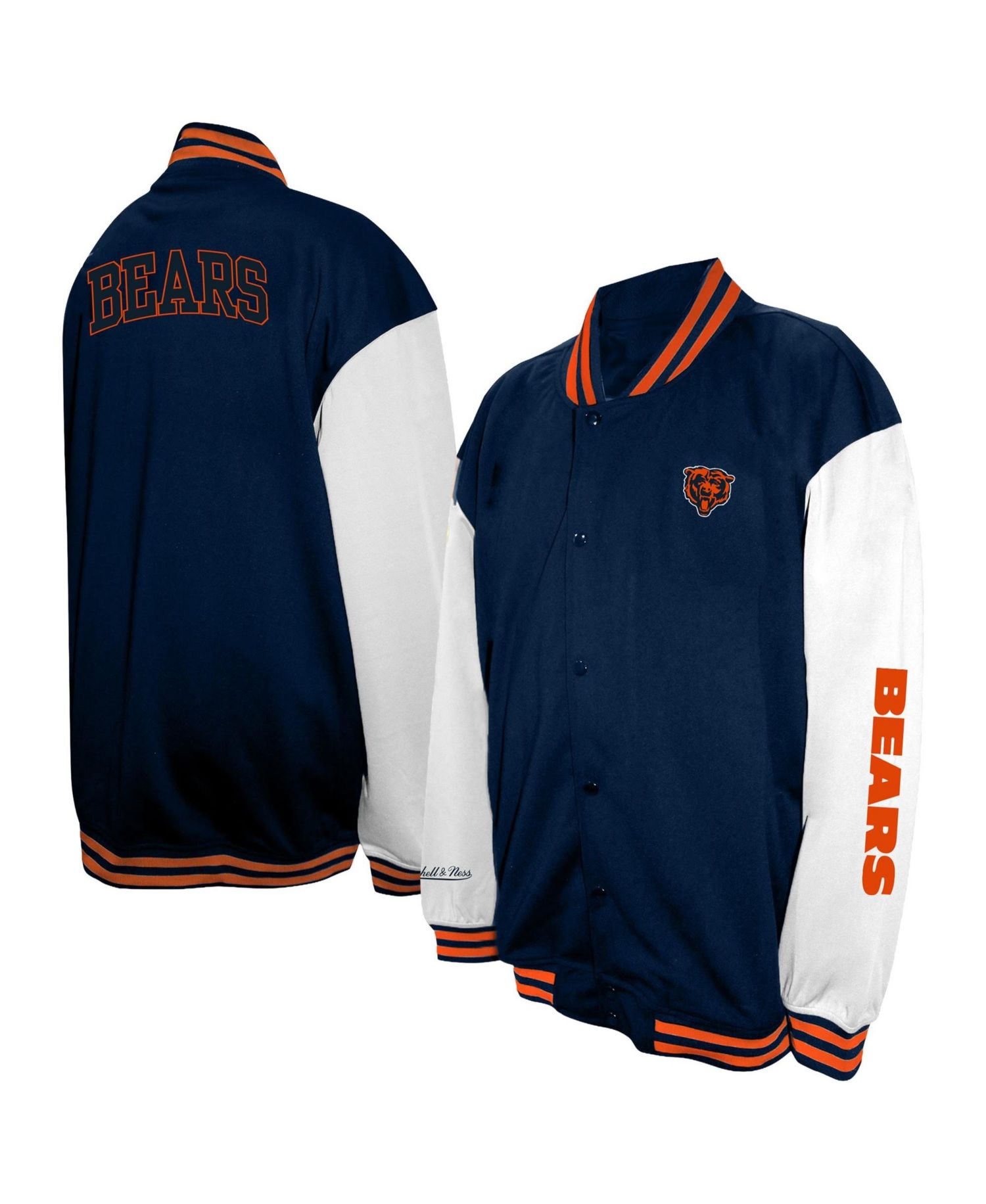 Men's Navy Chicago Bears Big & Tall Full-Snap Varsity Jacket