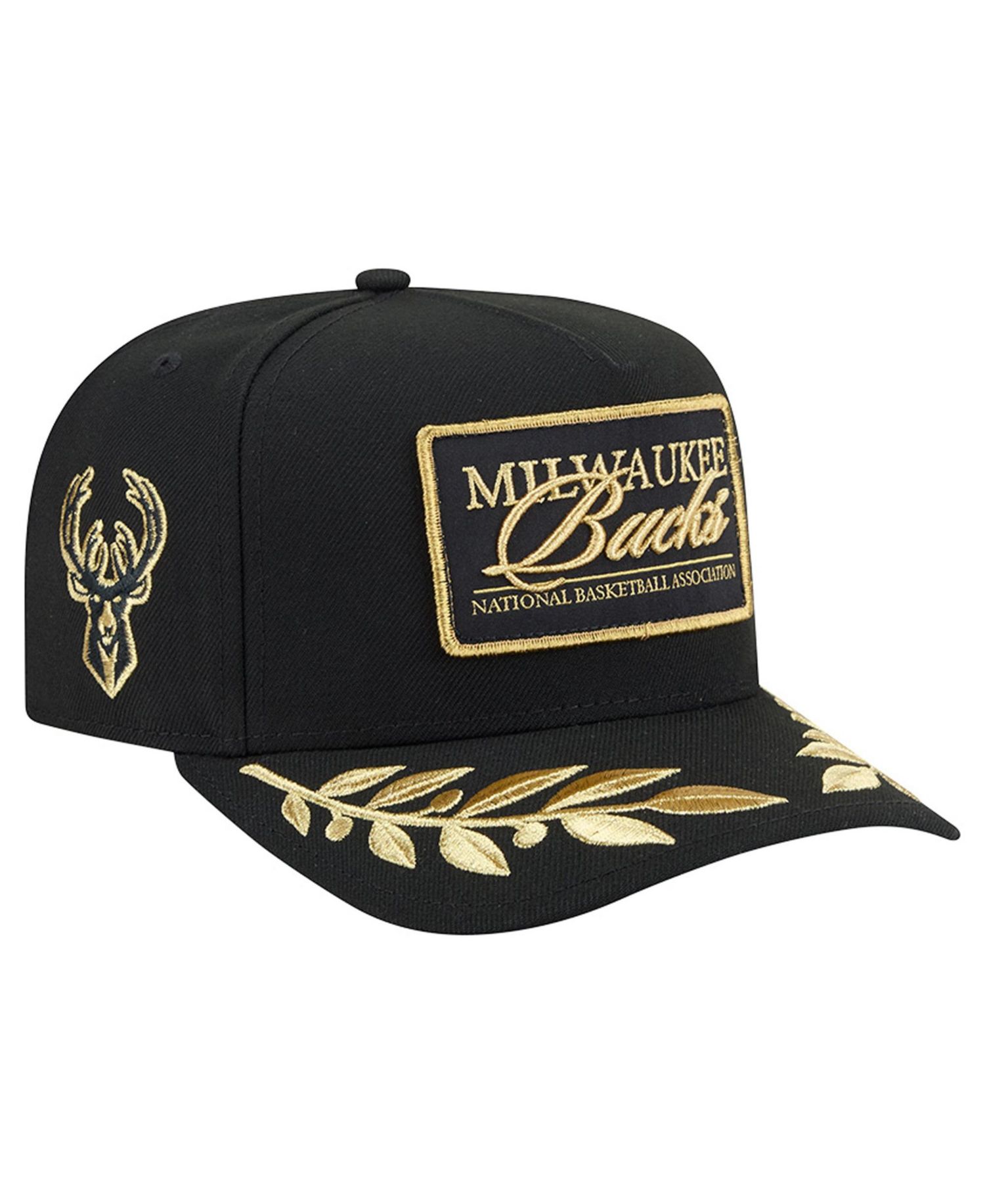 Men's Black Milwaukee Bucks Golden 9FIFTY Snapback Hat